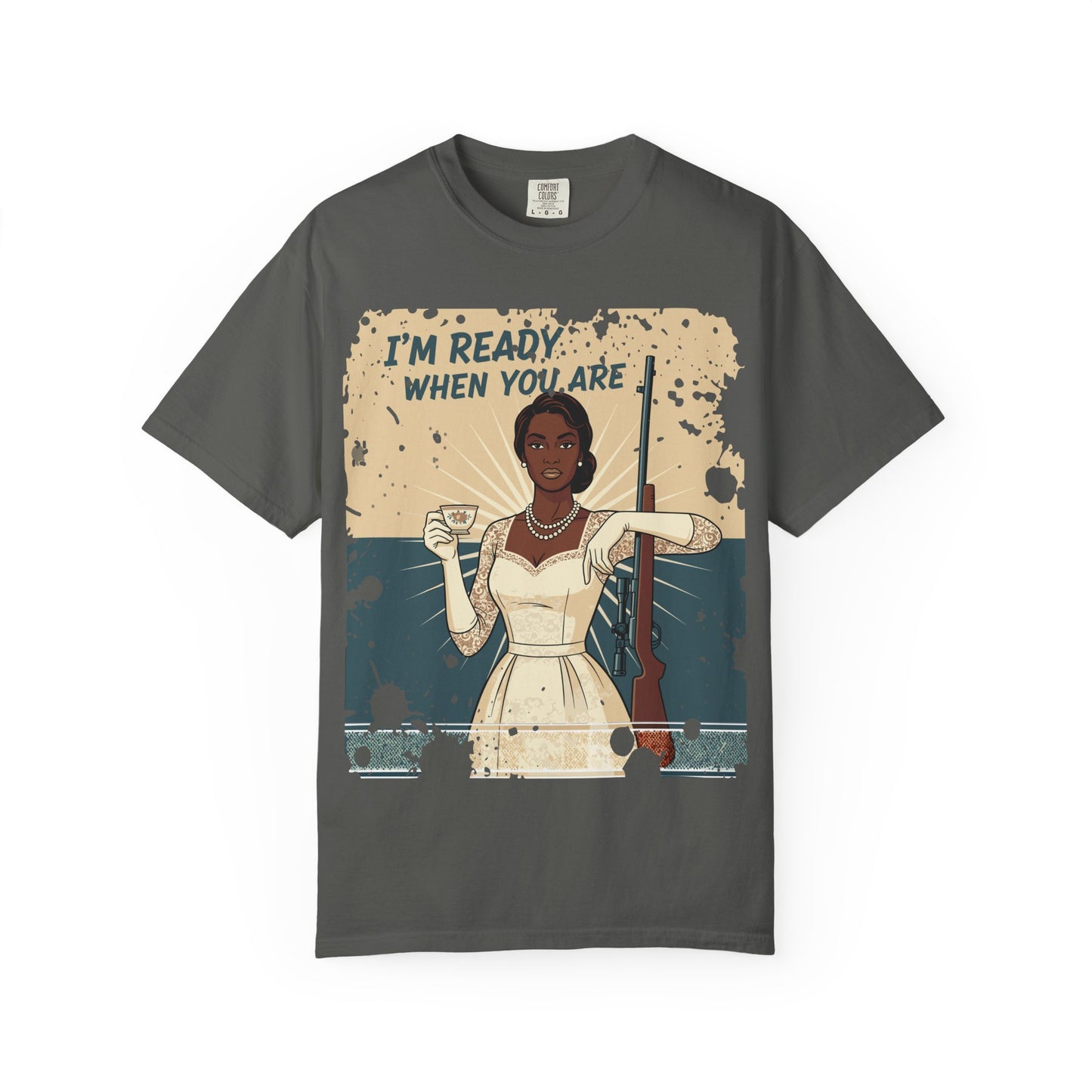 Retro Black Woman Unisex Graphic Tee, Soft Garment-Dyed T-Shirt, Vintage Pin Up Statement Shirt perfect for Mother's Day