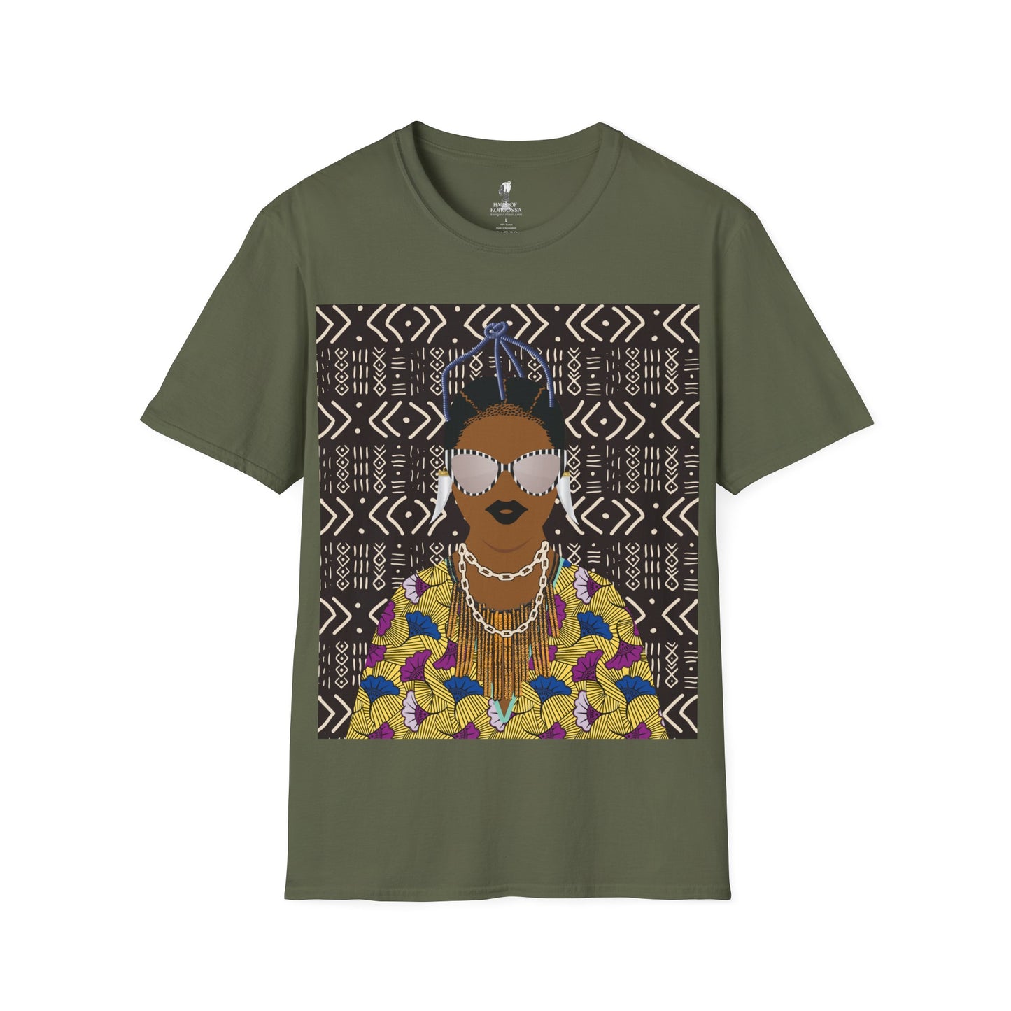 Manyi - Floral on Mudcloth Unisex Softstyle T-Shirt