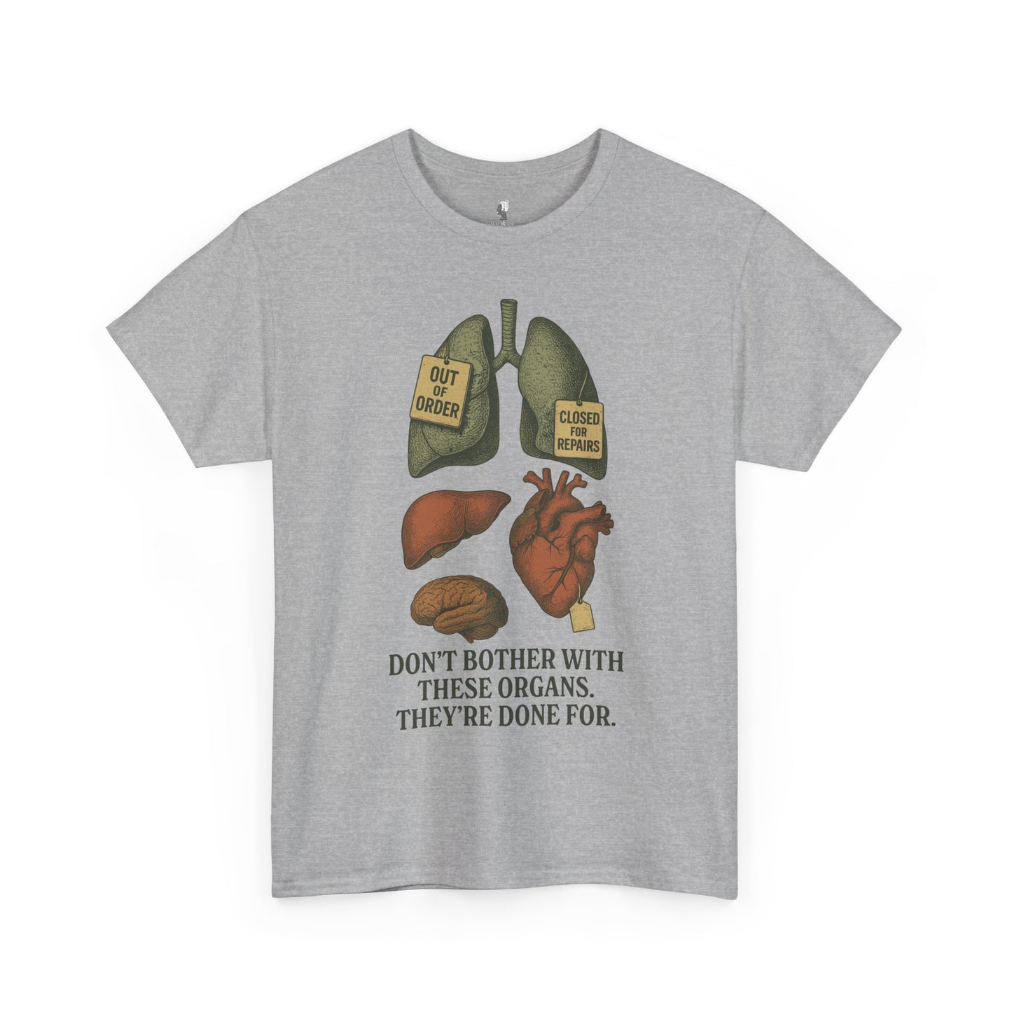 Funny Anatomy T-Shirt, Don't Bother With These Organs Graphic Tee, Unisex Heavy Cotton Shirt, Dark Humor Gift, Sarcastic Science Shirt