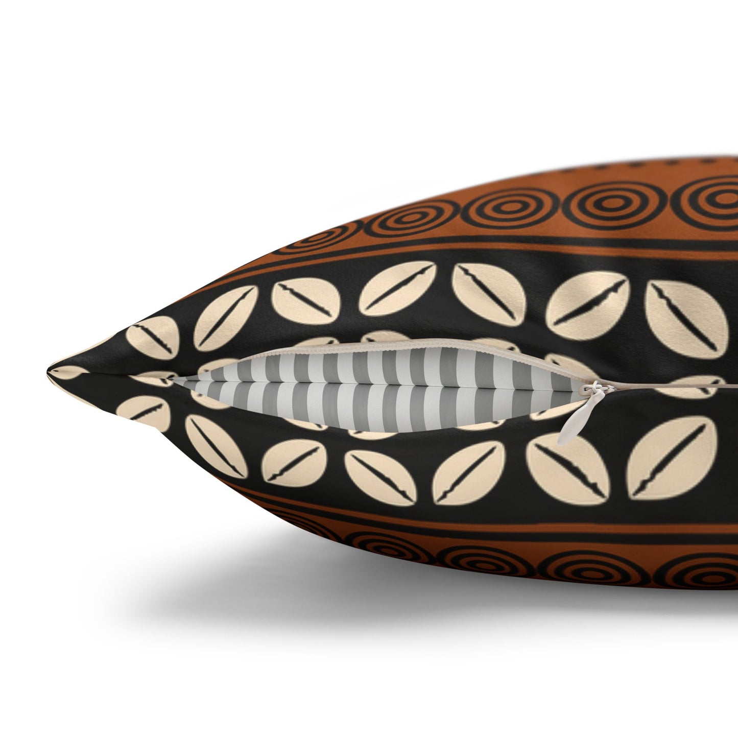 Mudcloth and Cowries  Faux Suede Pillow Case, Square Throw Cushion, Boho Home Decor, Living Room Accent, Bedroom Accessory