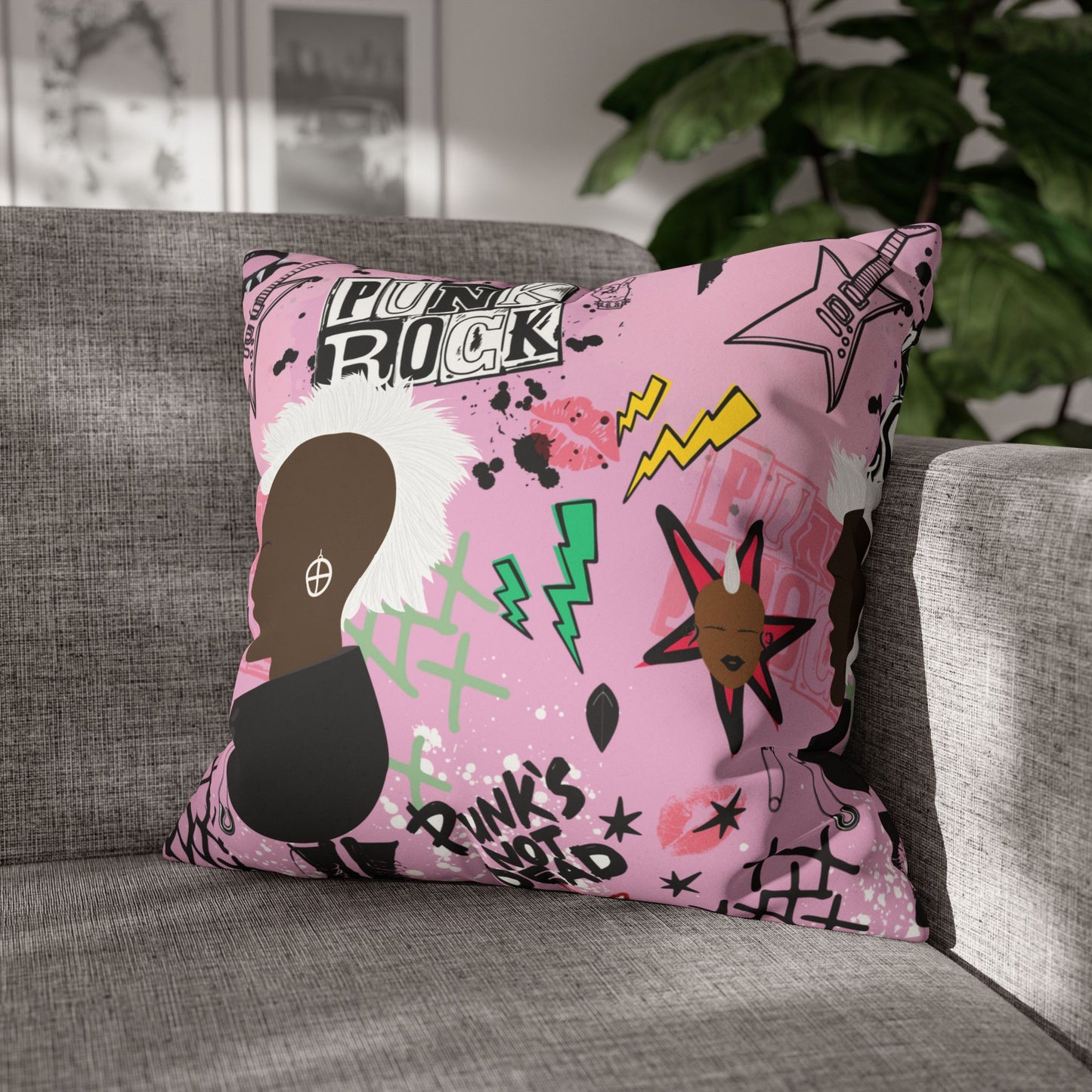 Punk Girl Pink Two-Sided Faux Suede Square Pillow Case
