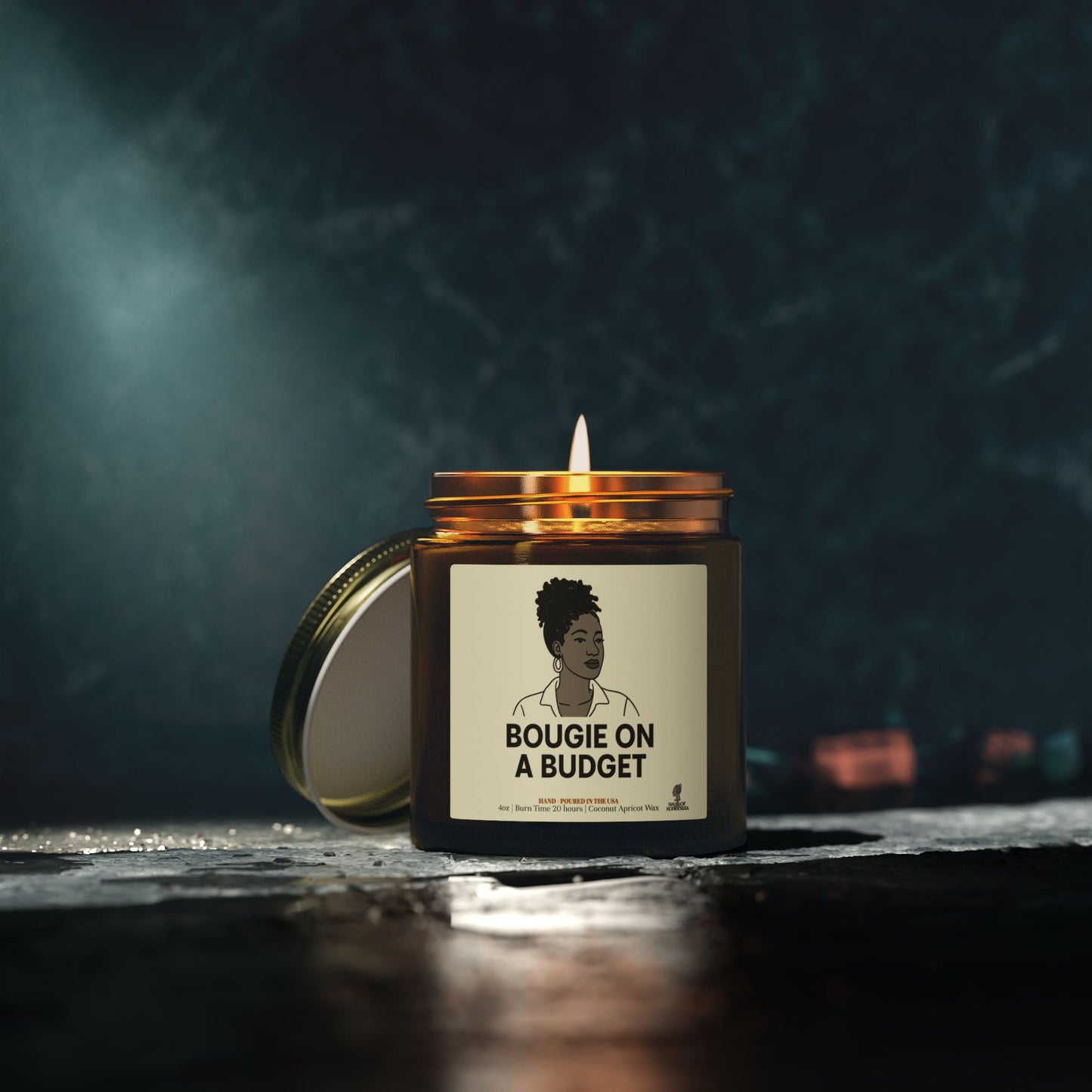Bougie on a Budget Coconut Apricot Wax Scented Candles (Black and White), Afrocentric Candle, Home Fragrance Decor, Aromatherapy Gift, Relaxation Candle
