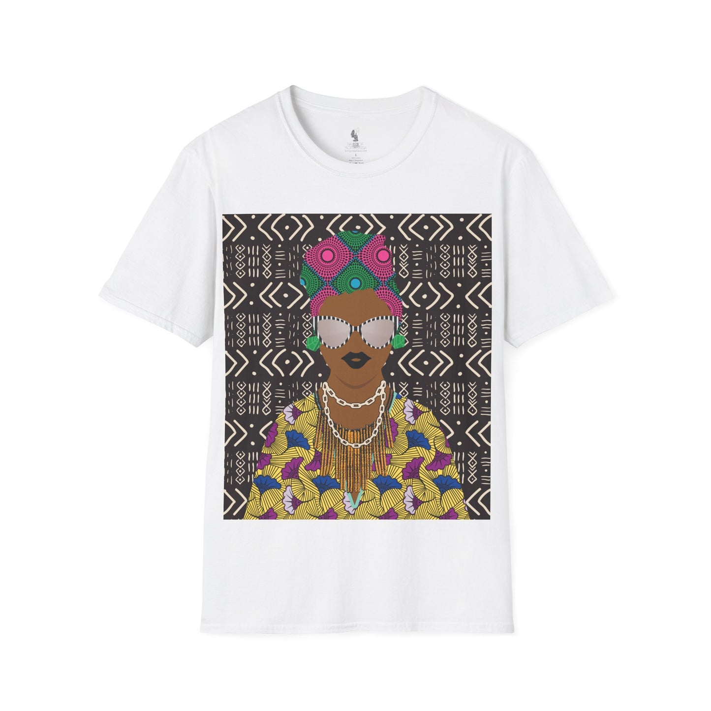 Sabi - Floral on Mudcloth Unisex Softstyle T-Shirt