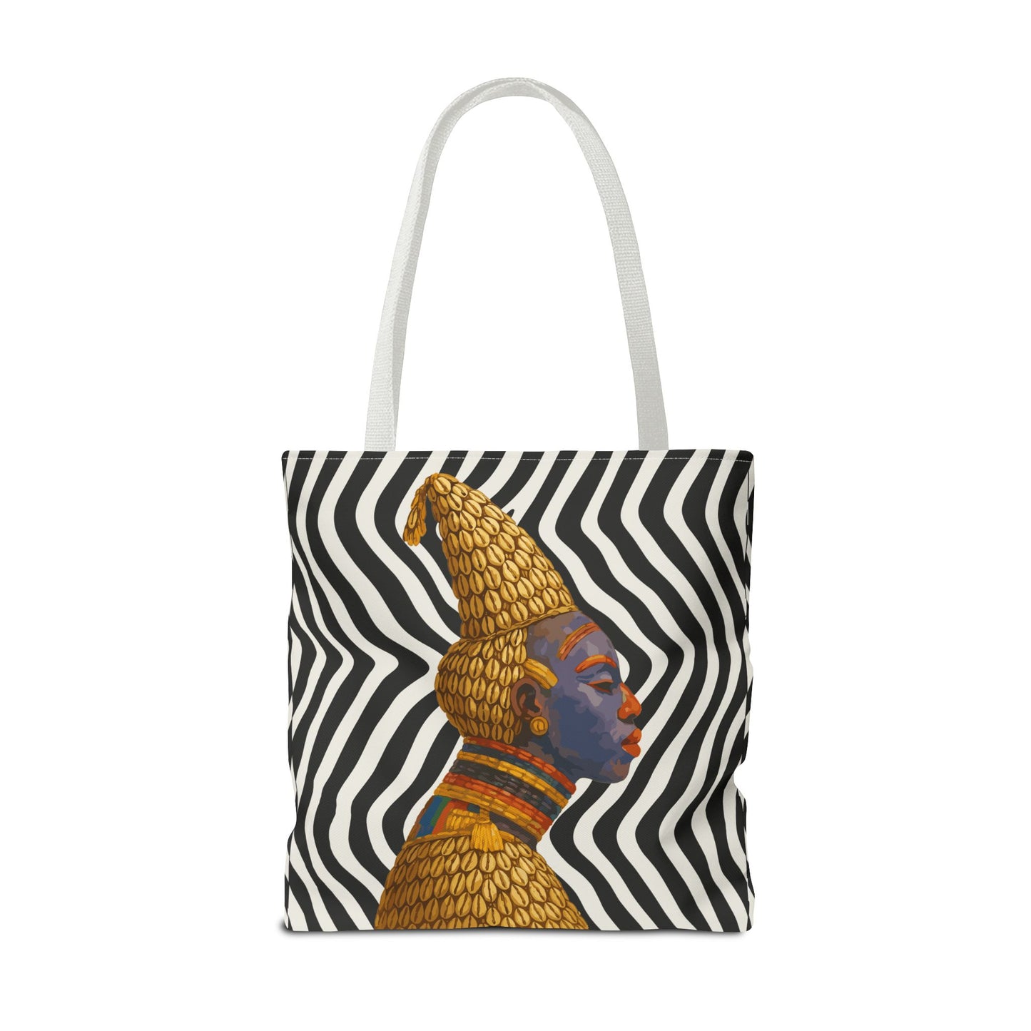 Cameroon Bangwa Mask Satin on Zebra Print  Canvas Tote Bag