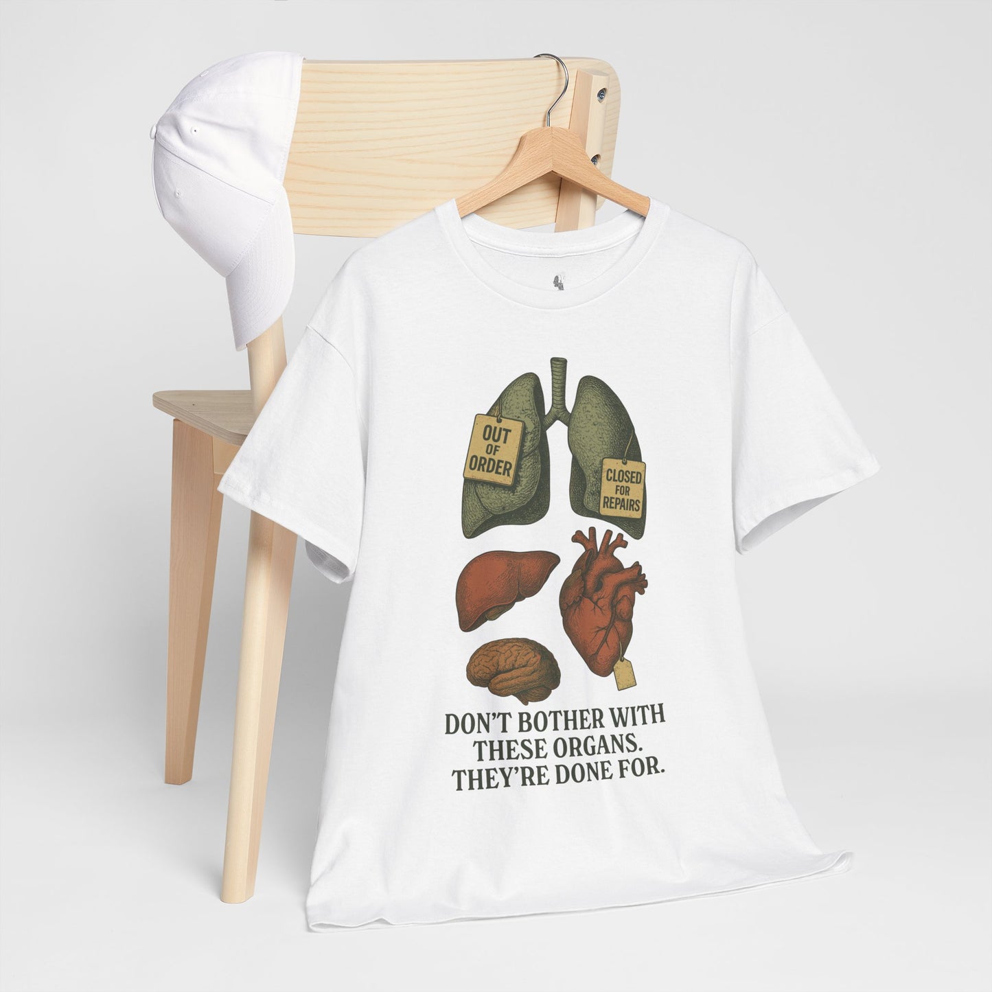 Funny Anatomy T-Shirt, Don't Bother With These Organs Graphic Tee, Unisex Heavy Cotton Shirt, Dark Humor Gift, Sarcastic Science Shirt