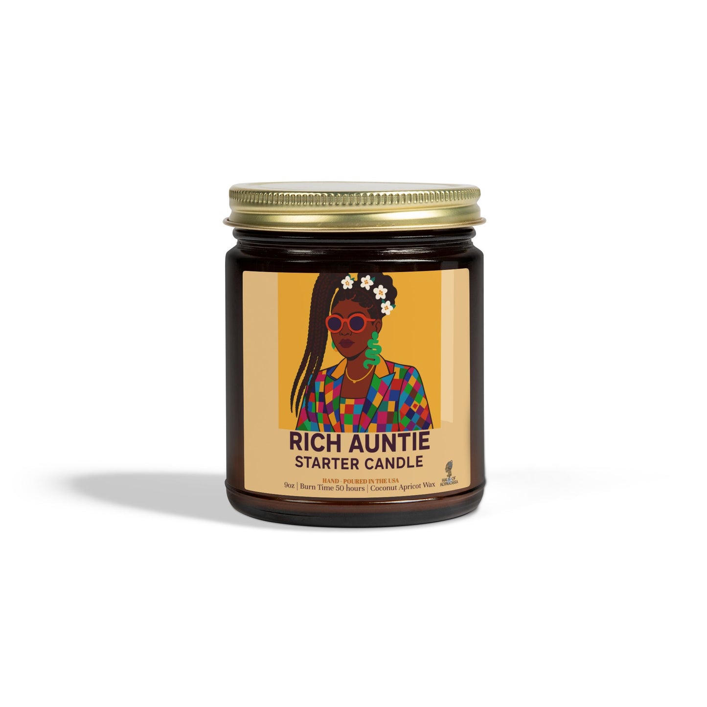Rich Auntie Coconut Apricot Wax Scented Candles (Color), Afrocentric Candle – African Inspired Home Decor,Home Fragrance Decor, Aromatherapy Gift, Relaxation Candle