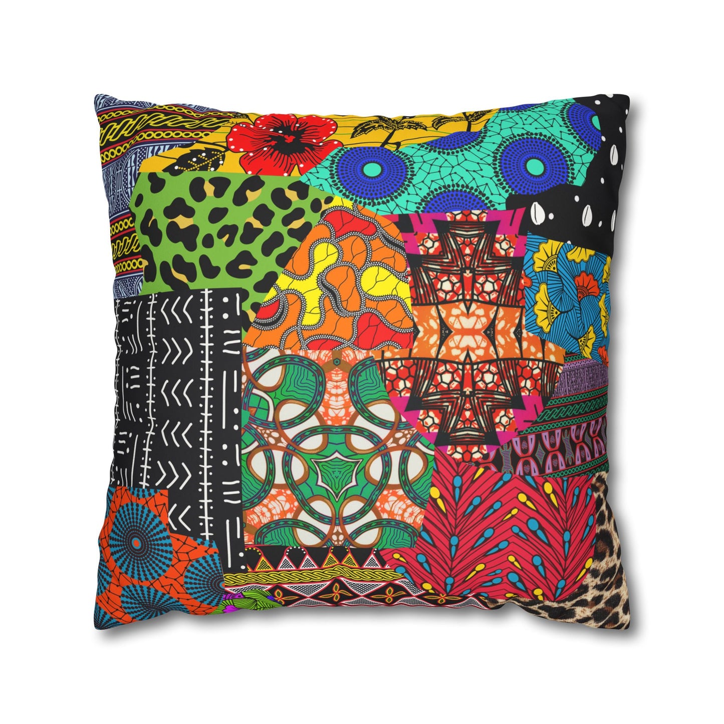 Ankara African Print Pillowcase, Faux Suede Cushion Cover, Home Decor, Throw Pillow, Square Cushion, Living Room Accessories