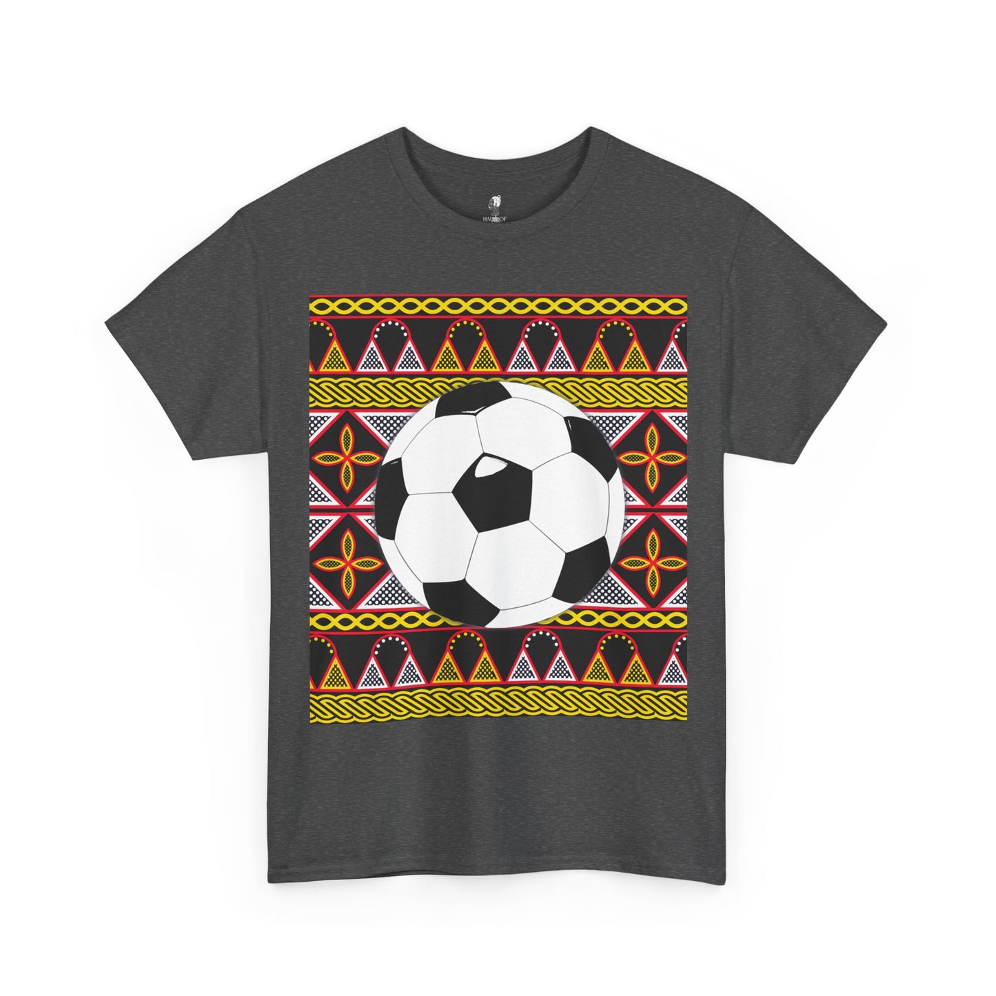 GOAL!! - BW Football on Yellow Toghu with Back Design Unisex Heavy Cotton Tee