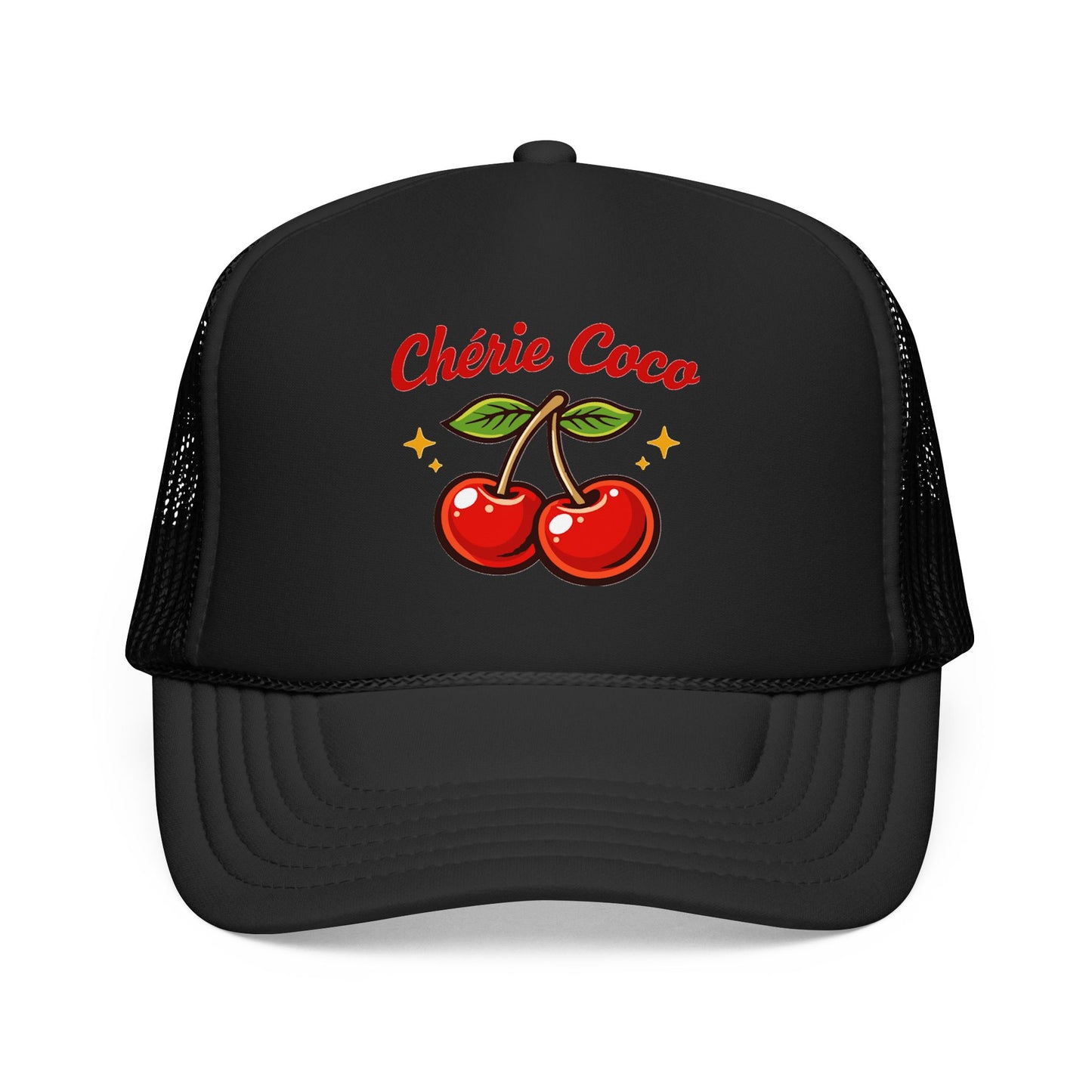 Chérie Coco Trucker hat , Cherry retro script design, Mother's Day Gift