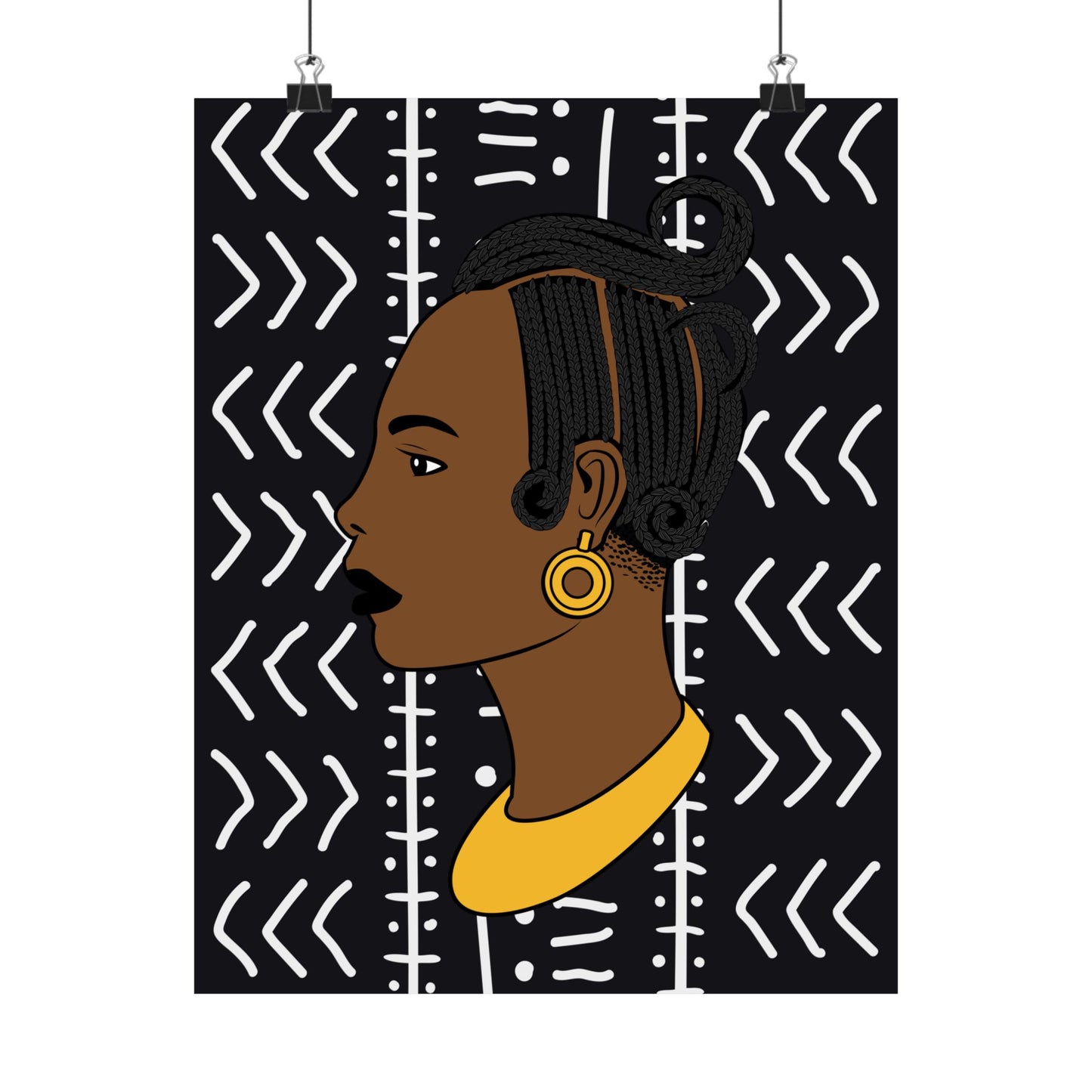 Lady Kongossa on Black Mudcloth Premium Matte Vertical Posters