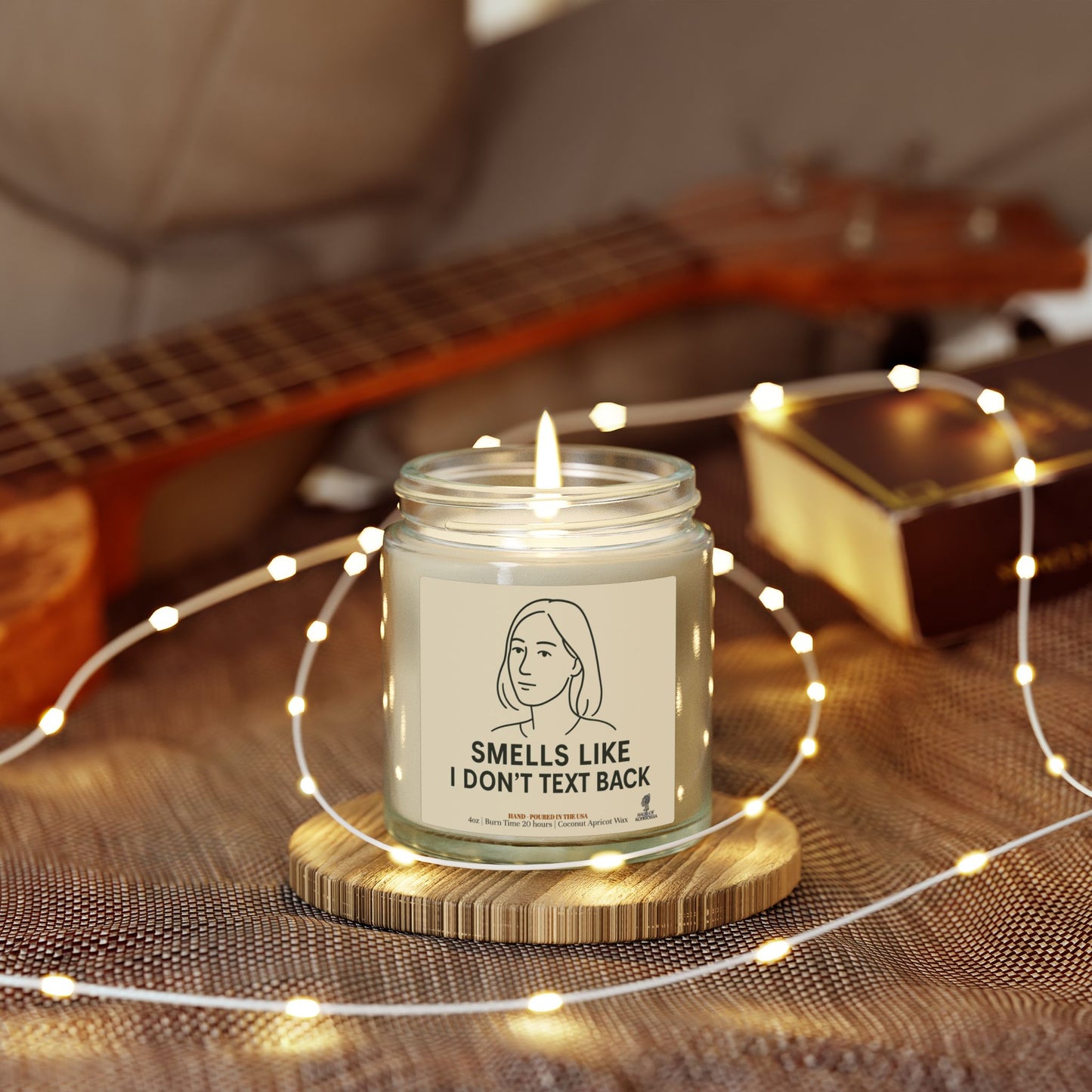 Smells Like I Don't Text Back Coconut Apricot Wax Candle (Black and White) Afrocentric Candle, Scented Candles , Home Fragrance Decor, Aromatherapy Gift, Relaxation Candle
