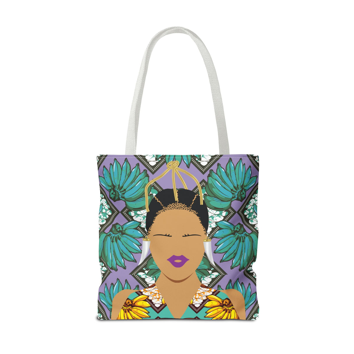 Havana Banana(Sand and Chocolate) on Green Banana Two-Sided Design AOP Tote Bag