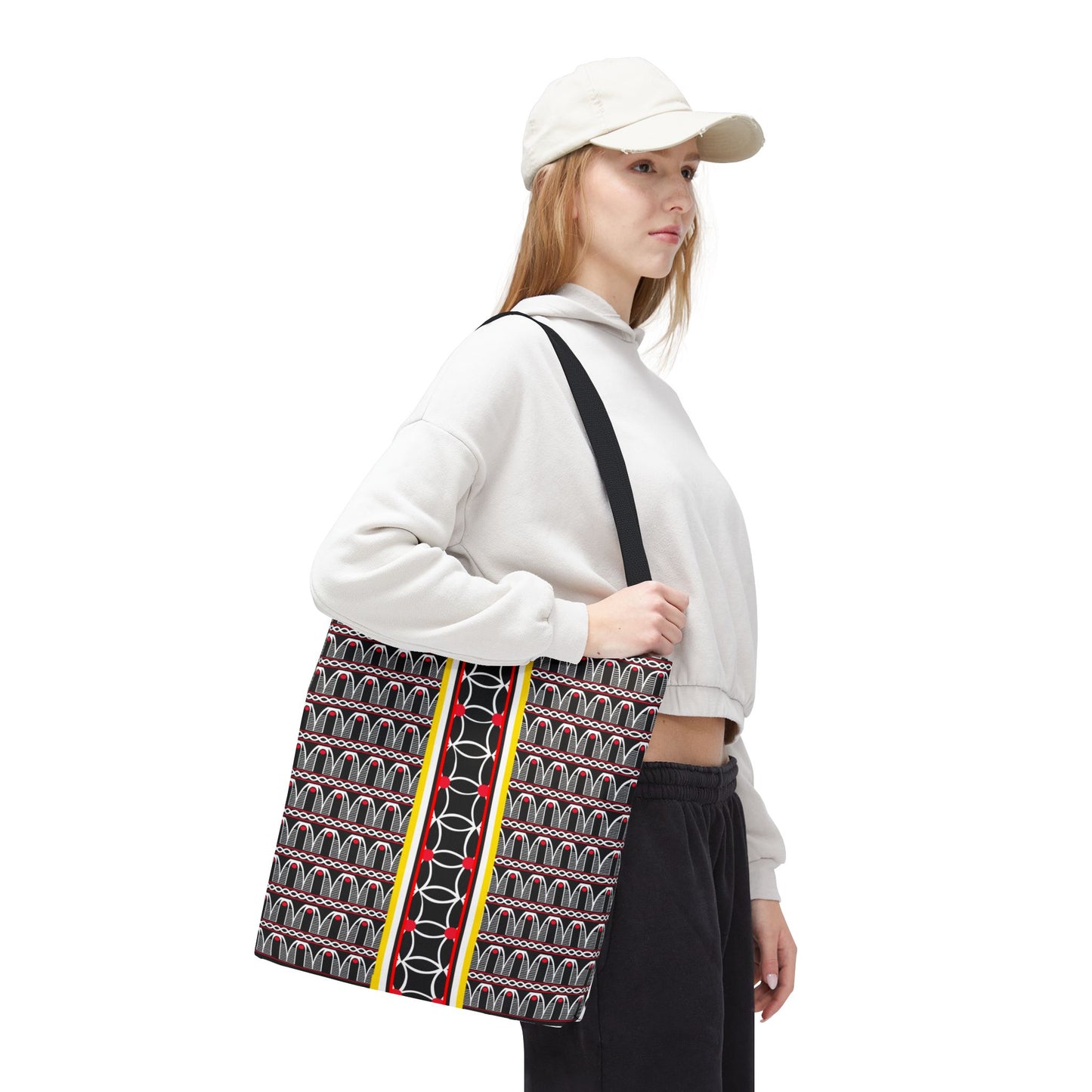 Toghu BW Bells with Flora Strip Tote - Two-Sided Design AOP Bag