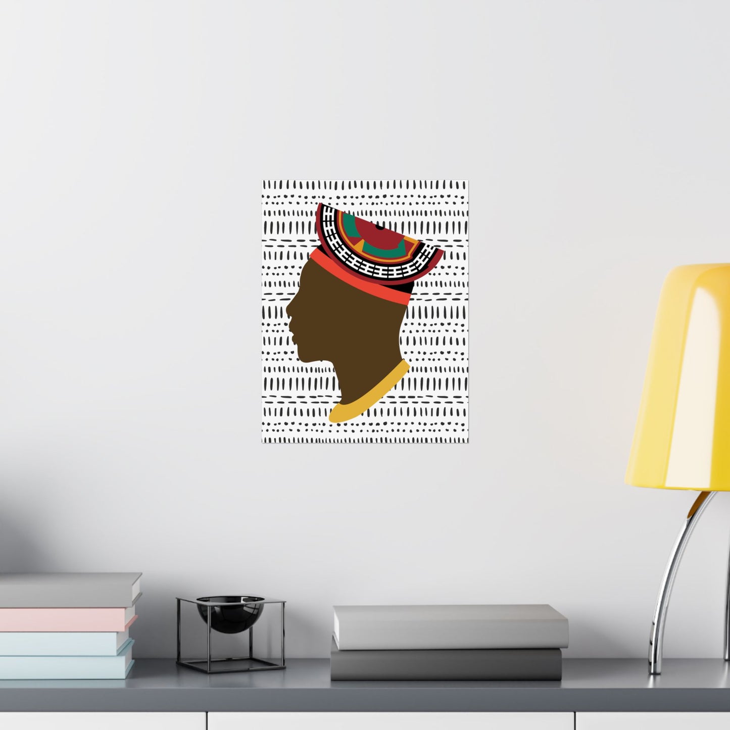 Man in Bamenda Hat White Mudcloth Premium Matte Vertical Posters