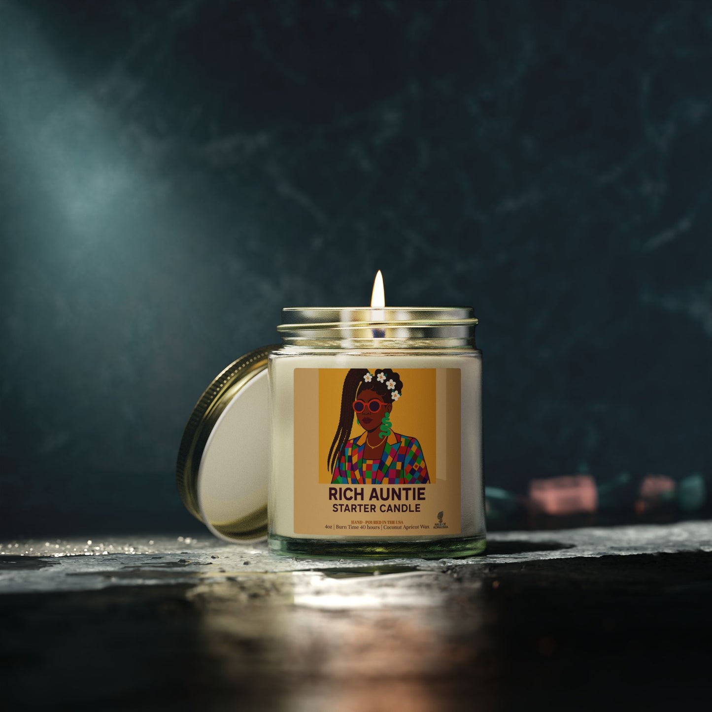 Rich Auntie Coconut Apricot Wax Scented Candles (Color), Afrocentric Candle – African Inspired Home Decor,Home Fragrance Decor, Aromatherapy Gift, Relaxation Candle