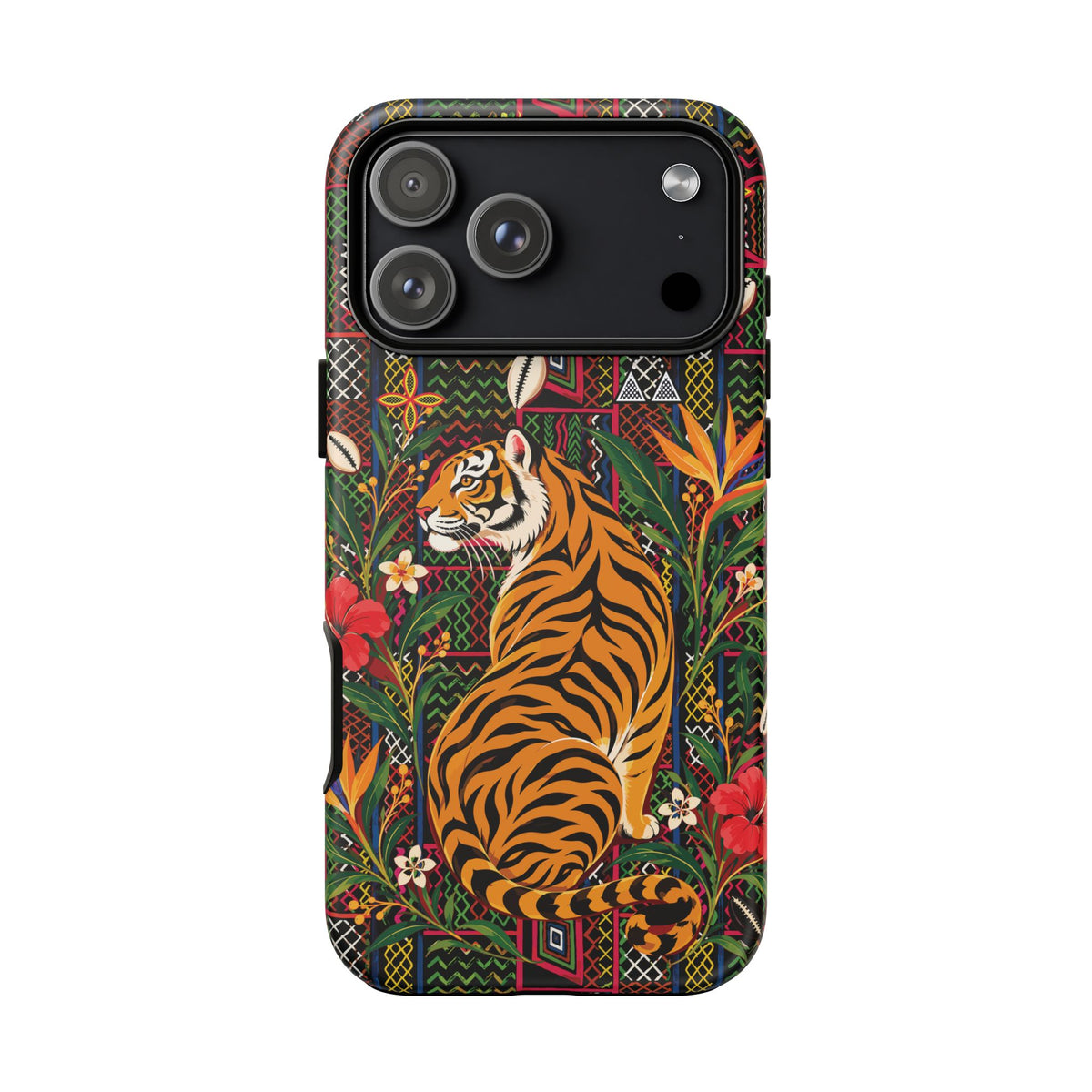 Bengal Tiger & Tropical Blooms Phone Case, African Art Design, Stylish Protective Cover for Samsung and iPhone, Unique Accessory, Gift Idea