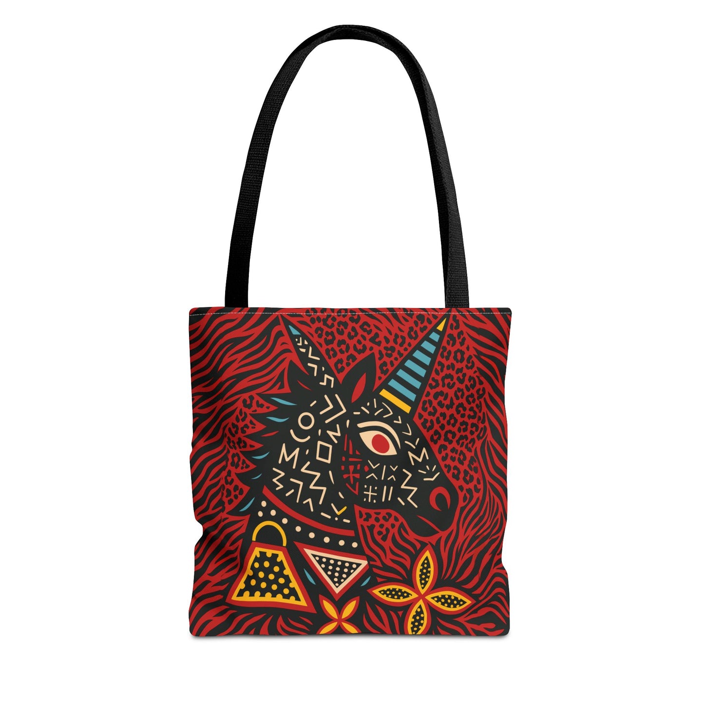 Black Unicorn Tote Bag, Double Sided Design, African Art, Unisex Canvas Tote, Large & Small Sizes, Stylish Beach Bag, Gift for Her
