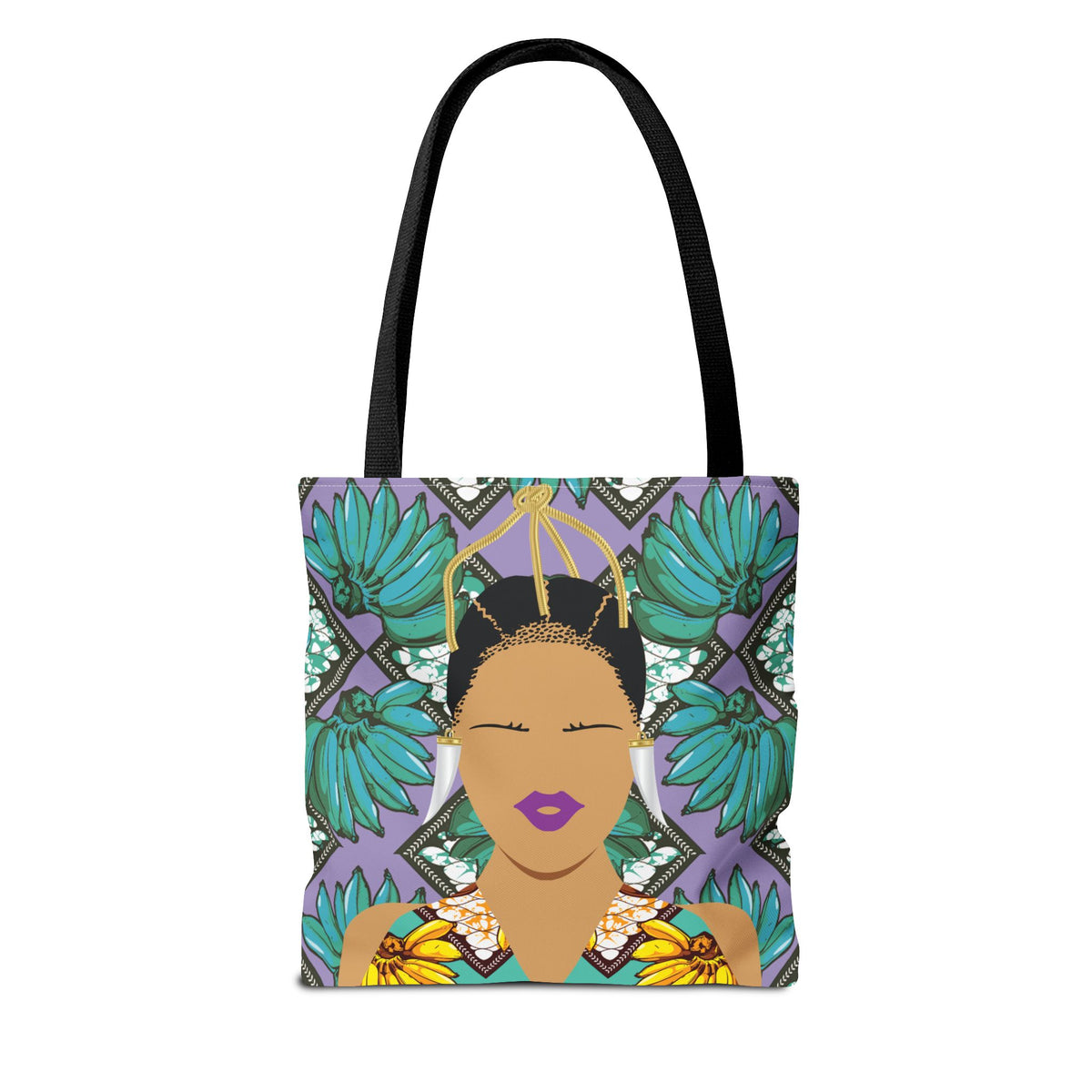 Havana Banana(Sand and Chocolate) on Green Banana Two-Sided Design AOP Tote Bag