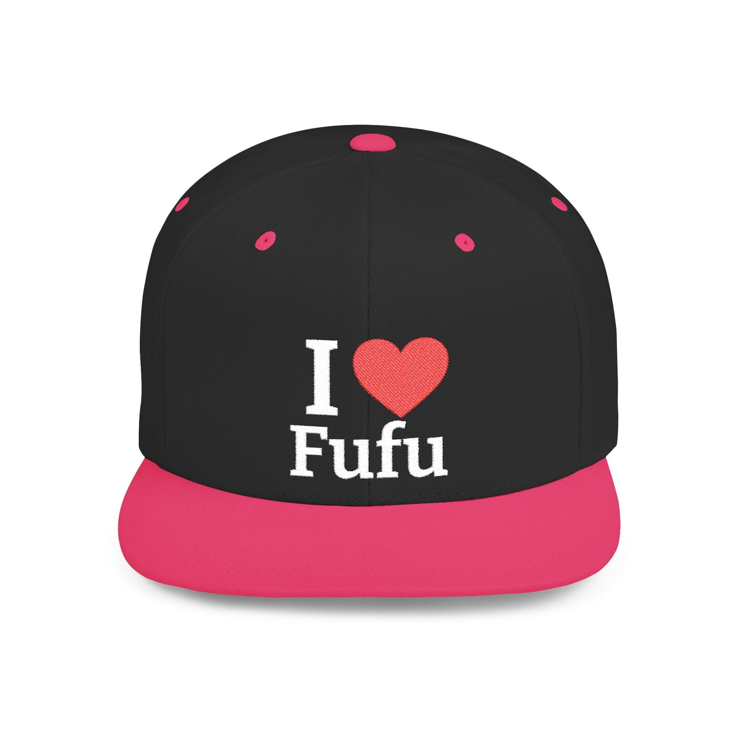 I luv FUFU Flat Bill Snapback Hat, Embroidered Adjustable One Size Cap