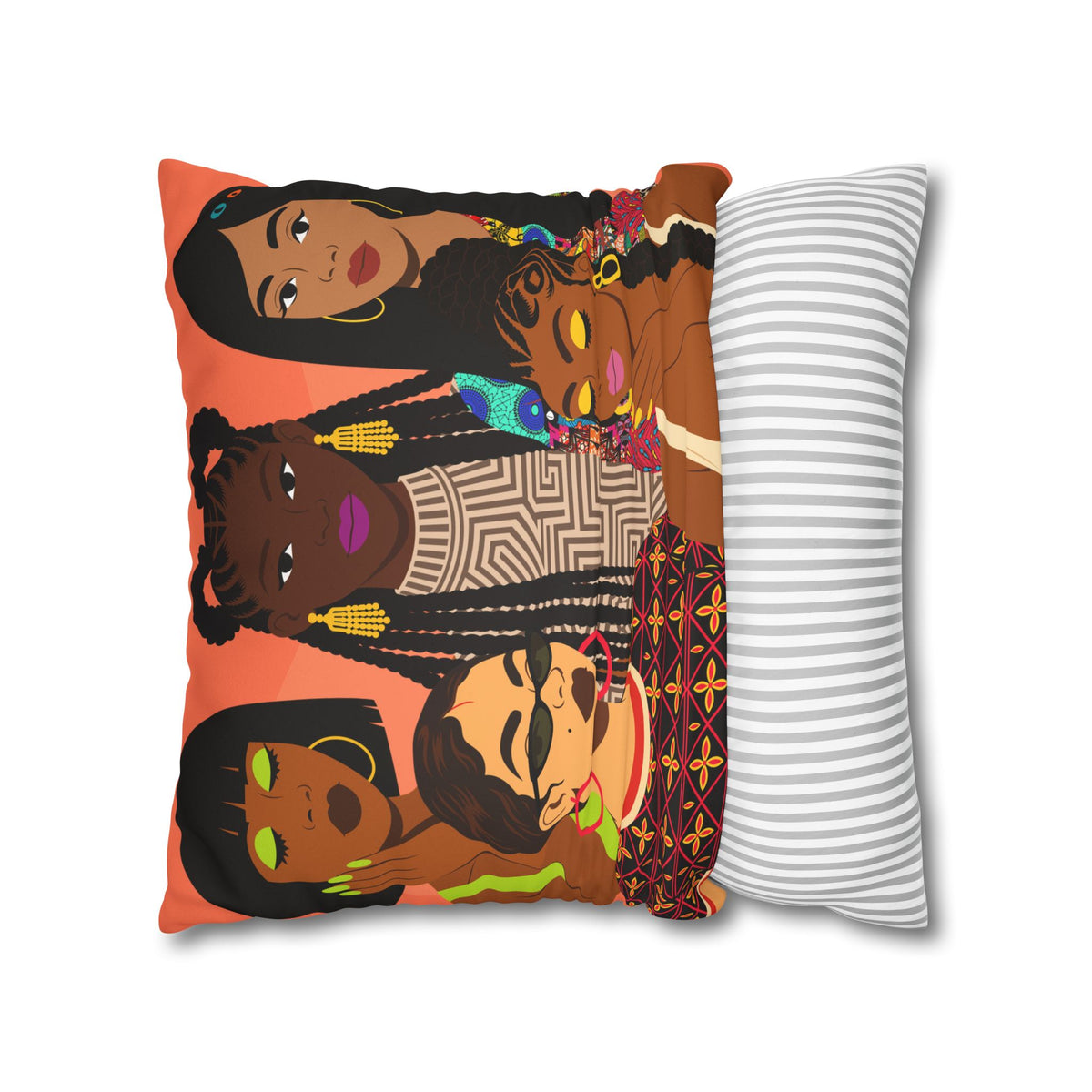 Black Girl Magic Collage Faux Suede Throw Pillow Cover, African-Inspired Black Women Art, Double-Sided Decorative Cushion