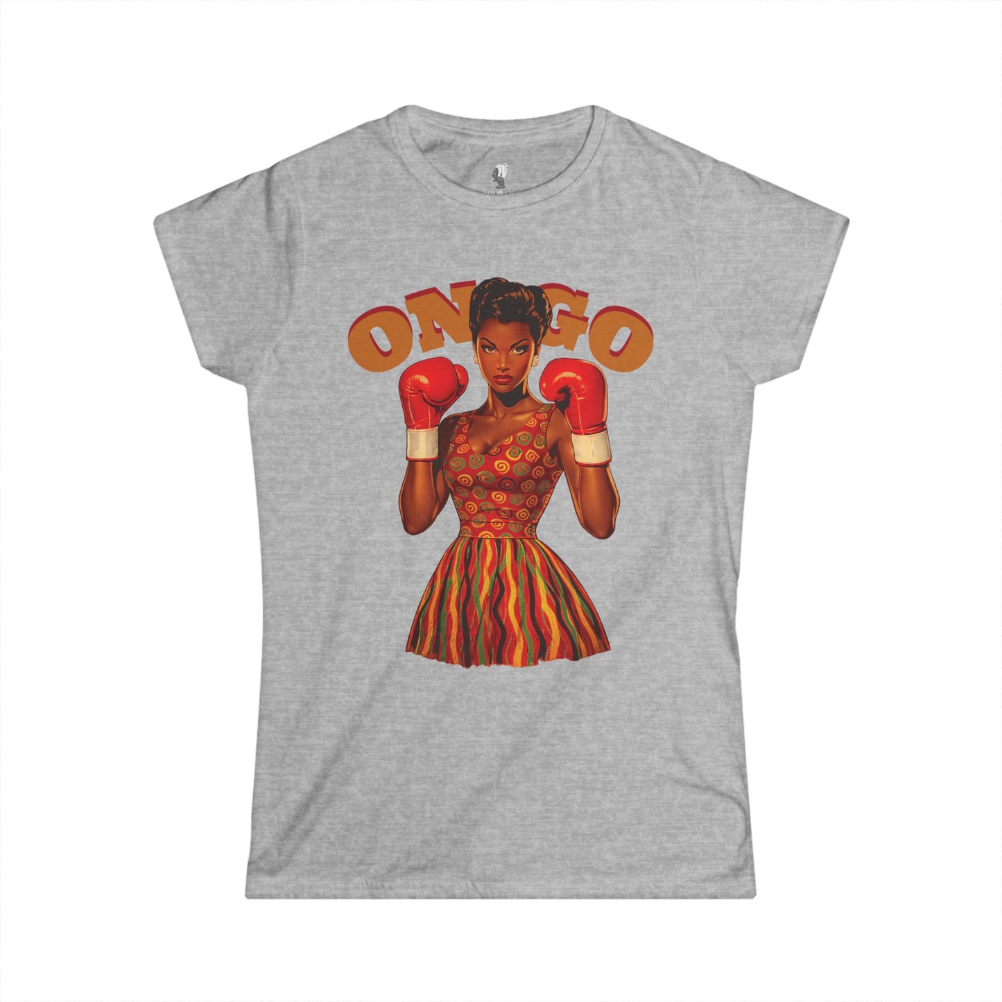 On Go Boxing Girl Softstyle Women's Tee,  Retro Fighter Illustration, Women's T-Shirt