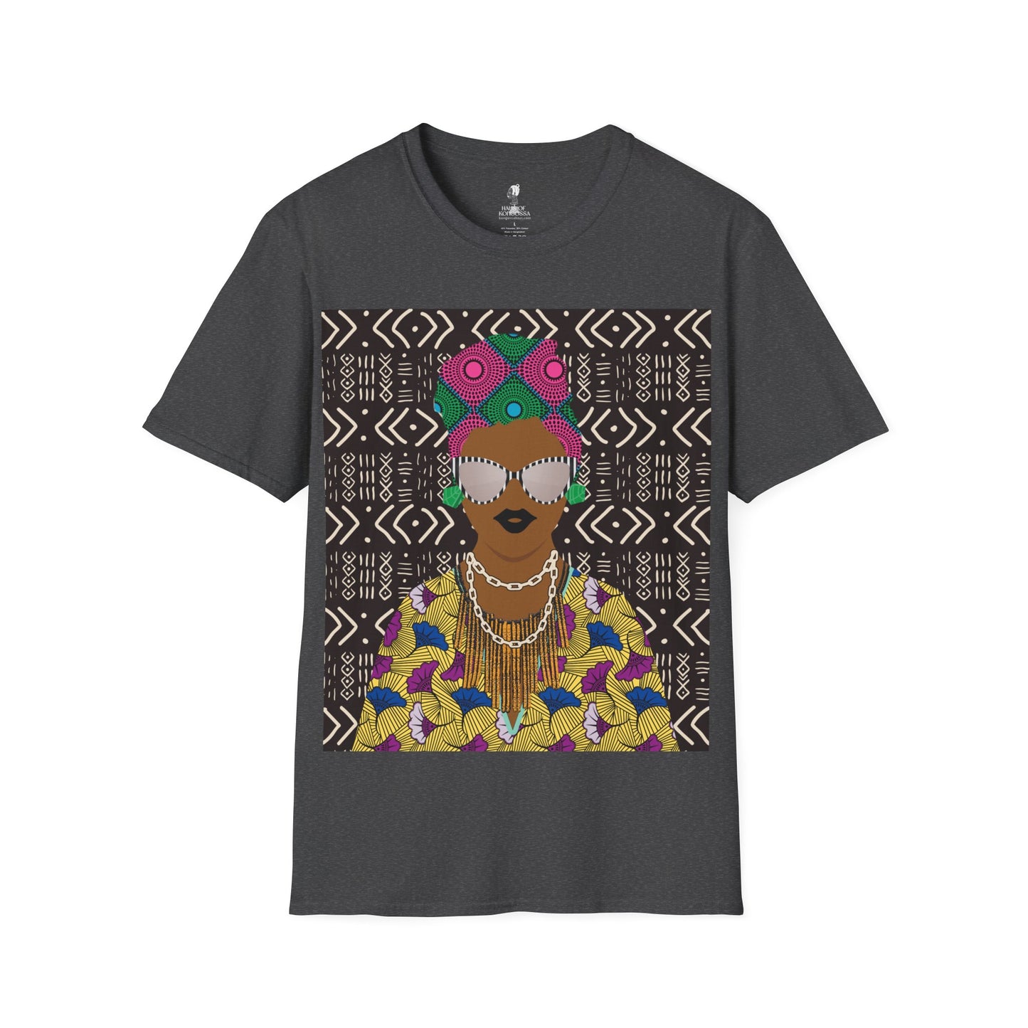 Sabi - Floral on Mudcloth Unisex Softstyle T-Shirt