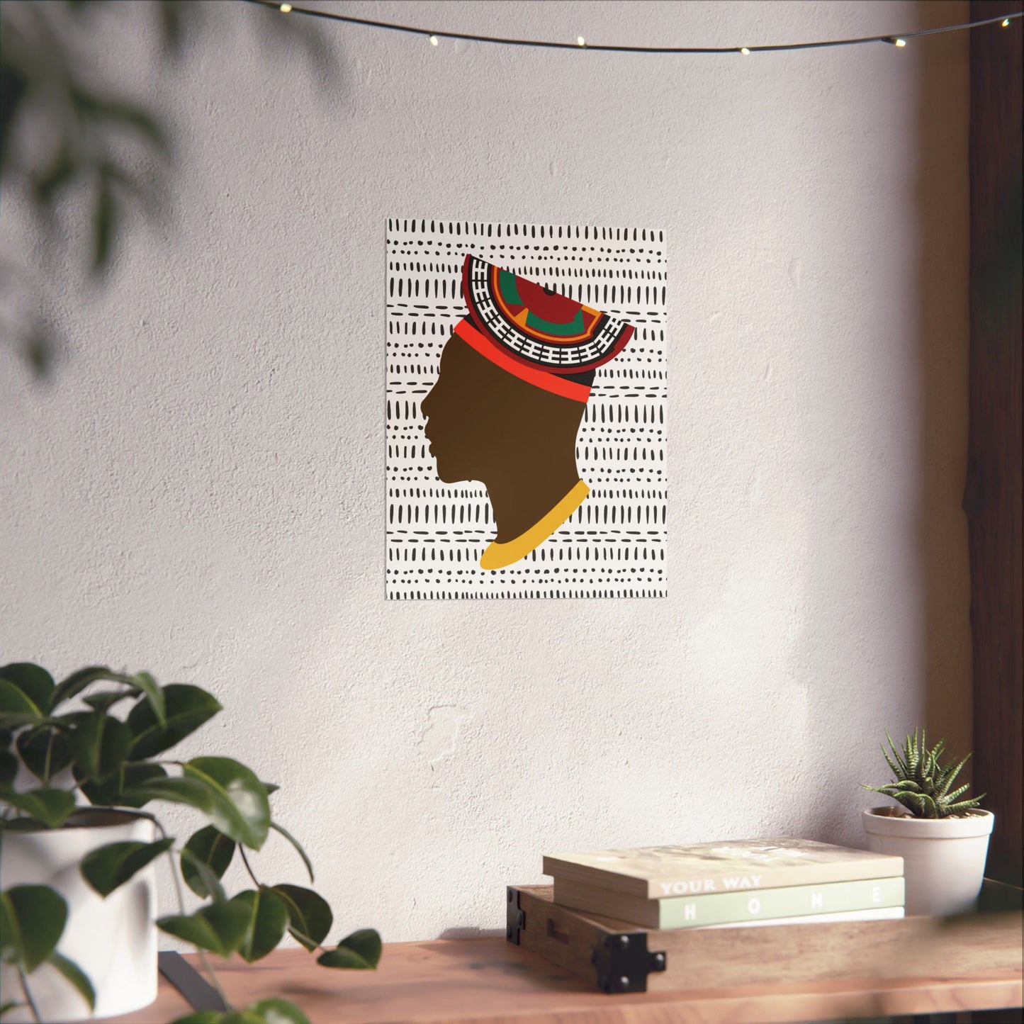 Man in Bamenda Hat White Mudcloth Premium Matte Vertical Posters