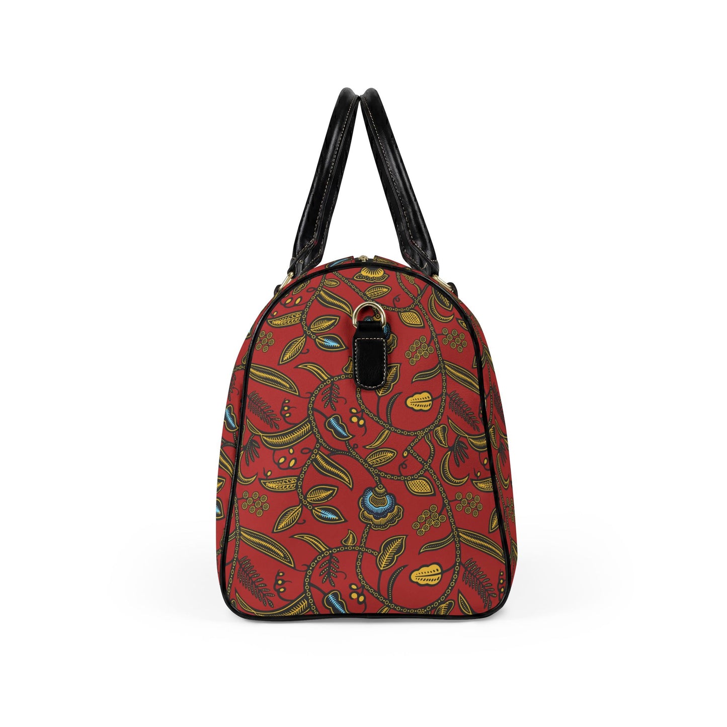 NEW Vegan Leather Red Paisley Ankara print Vegan Leather Travel Bag