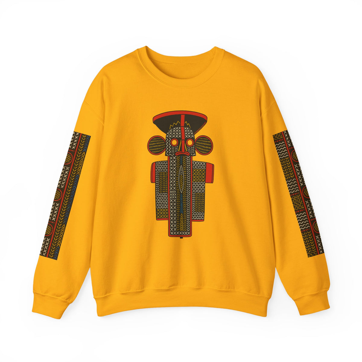 Unisex Elephant Mask Cotton Blend Sweatshirt, Colorful African-Inspired Crewneck