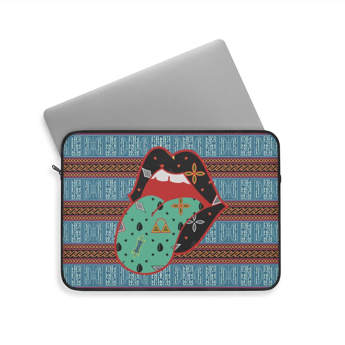 a laptop case with a picture of a woman's mouth