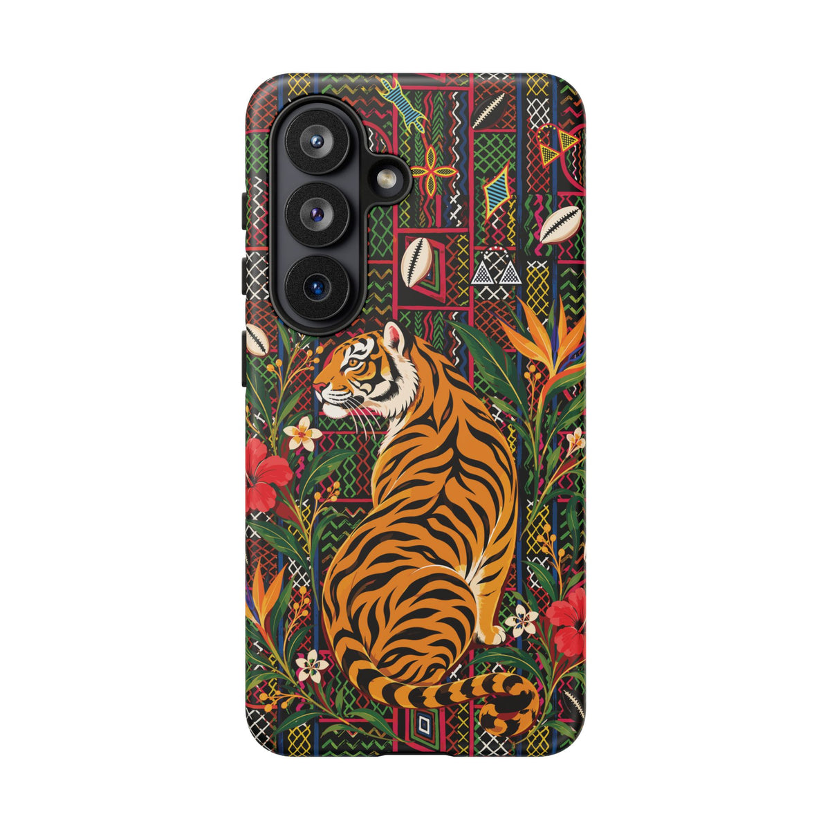Bengal Tiger & Tropical Blooms Phone Case, African Art Design, Stylish Protective Cover for Samsung and iPhone, Unique Accessory, Gift Idea