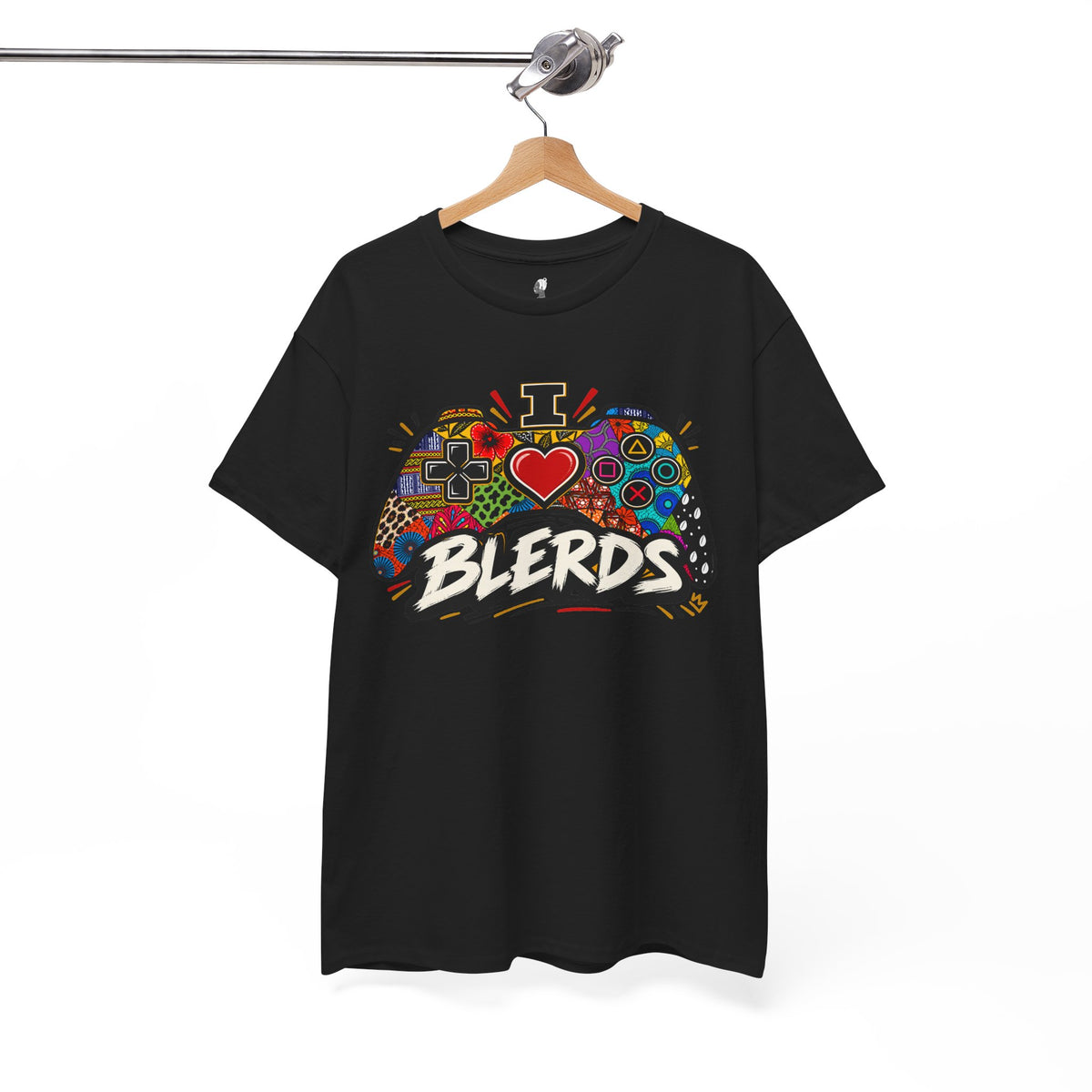I Heart Blerds Tee Colorful Gamer Controller Graphic Unisex Heavy Cotton Tee