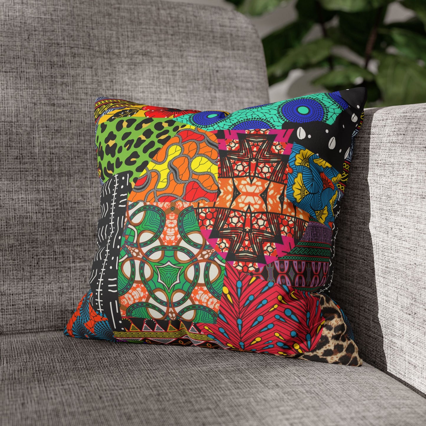 Ankara African Print Pillowcase, Faux Suede Cushion Cover, Home Decor, Throw Pillow, Square Cushion, Living Room Accessories