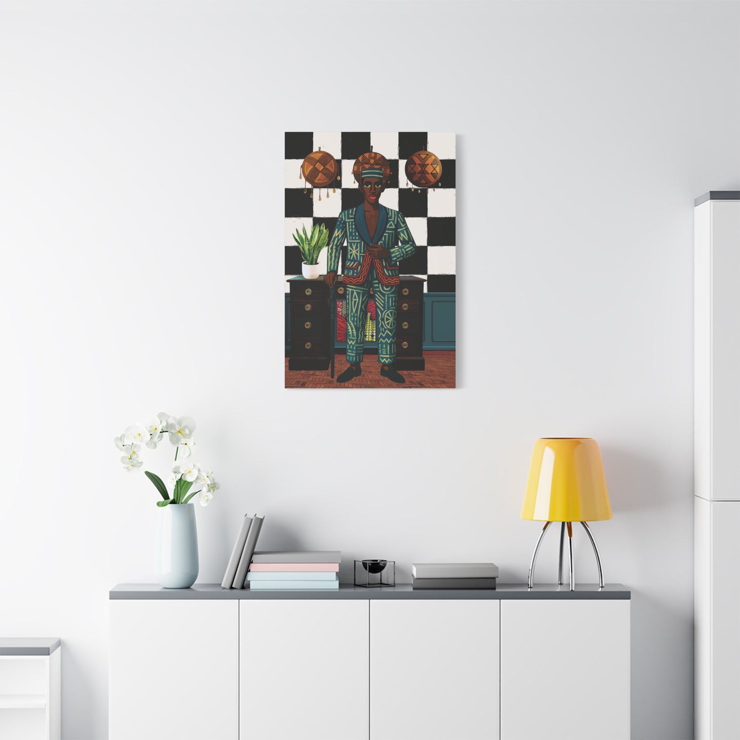 Matte Canvas Print, Afrocentric Wall Decor, He's Home Cultural Art, Unique Office Art, Modern African Art Print, Stylish Home Decor, Stretched, 1.25"