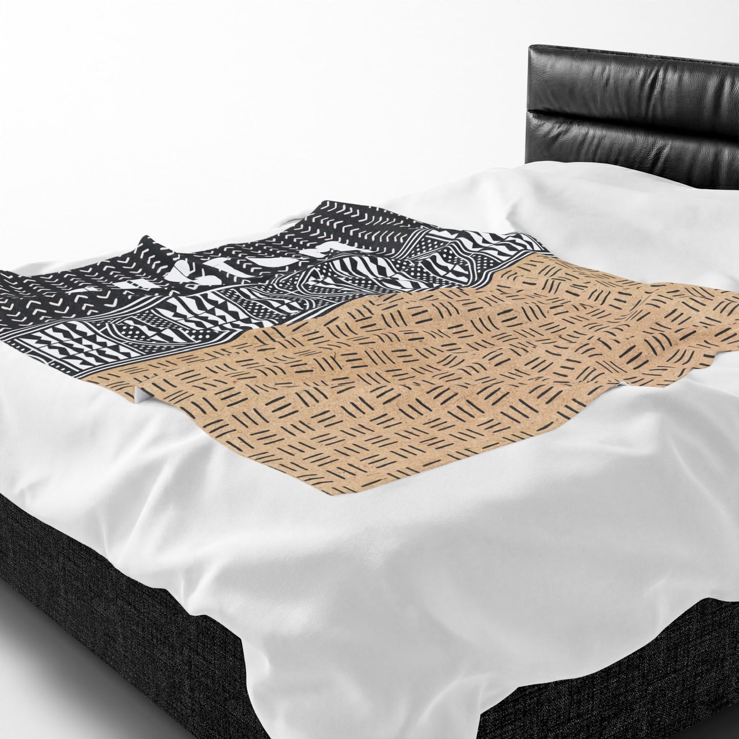 Personalized Velveteen Plush Blanket - Custom African Mudcloth Pattern Throw Blanket