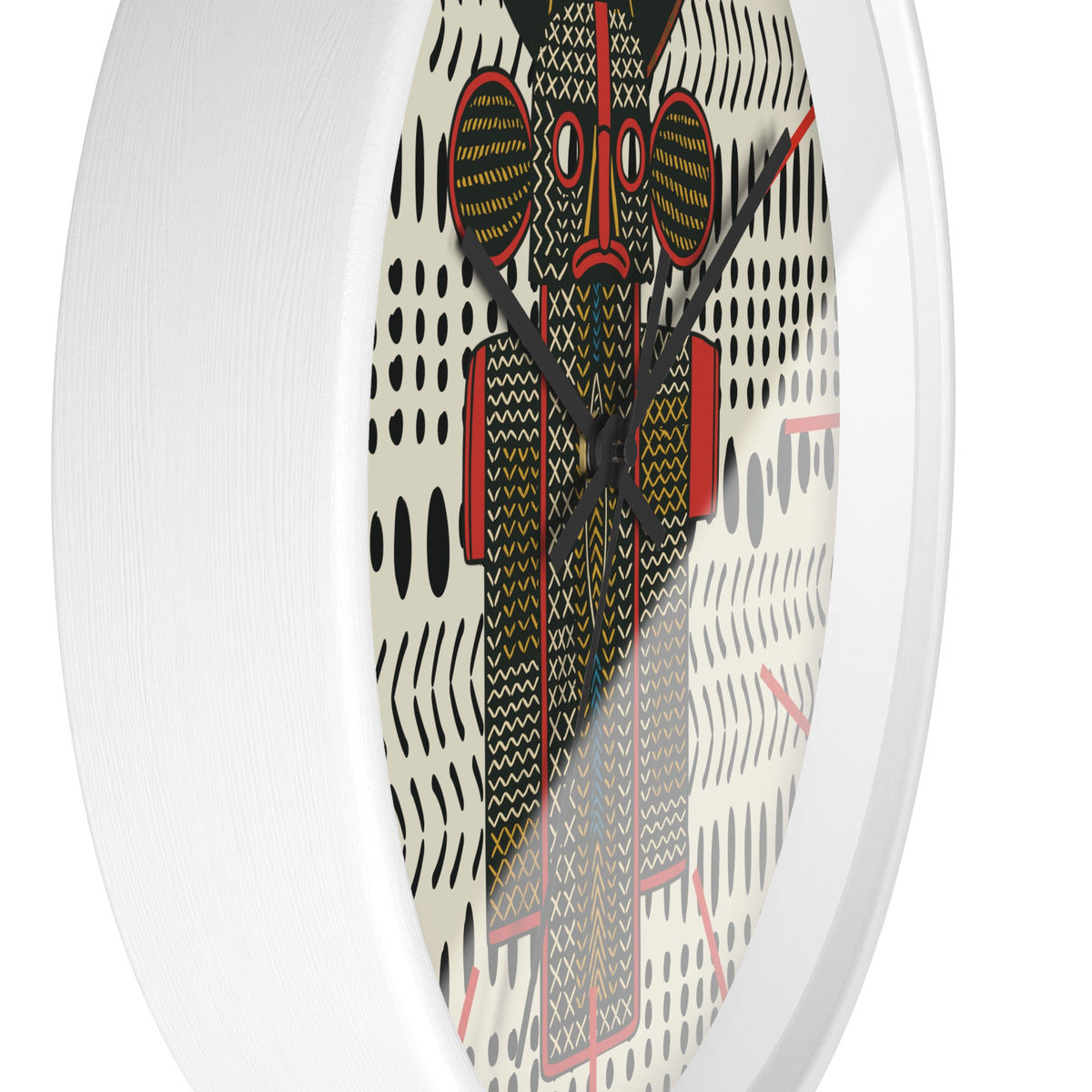 Cameroon Elephant Mask on Mudcloth Wood Wall Clock Perfect