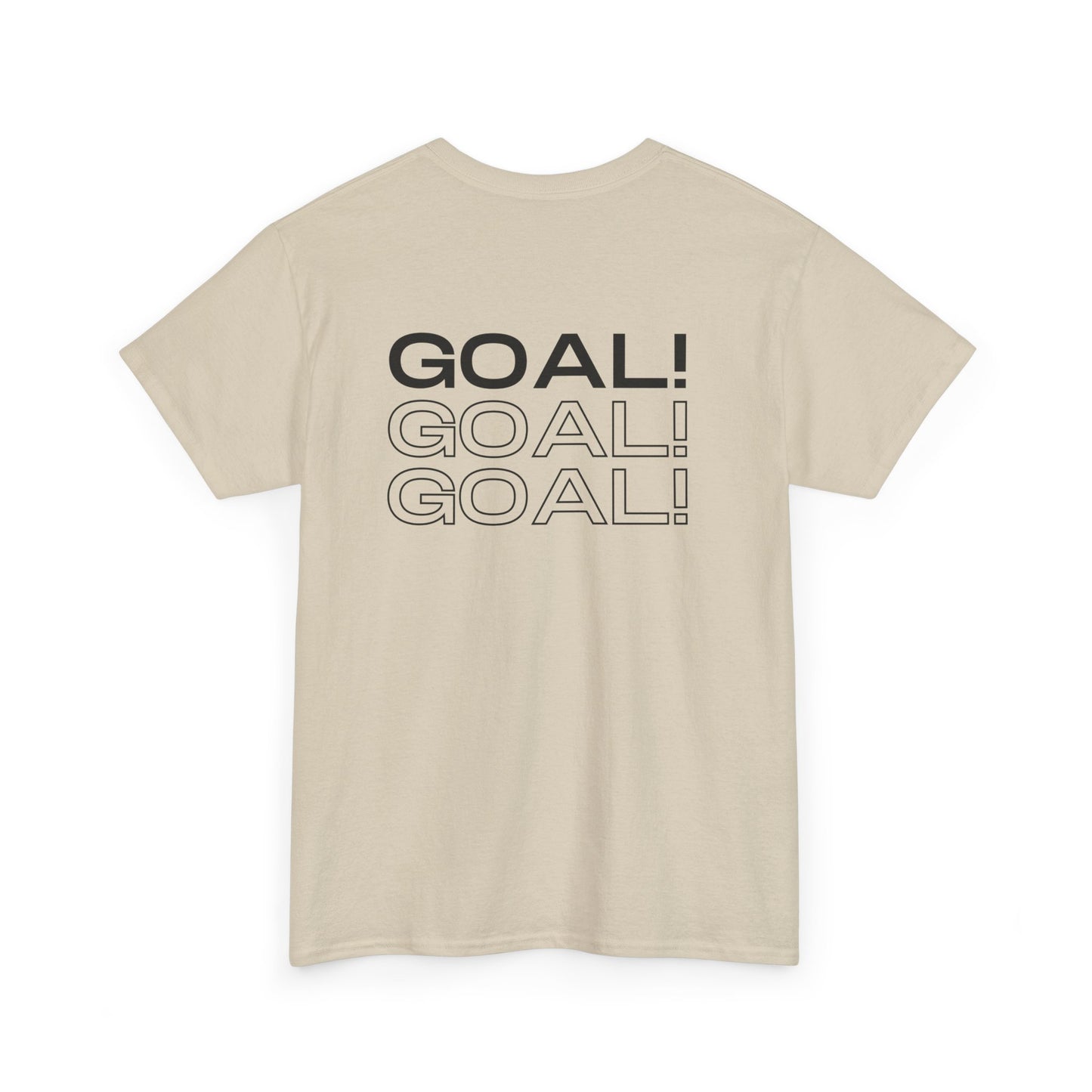 GOAL!! - BW Football on Yellow Toghu with Back Design Unisex Heavy Cotton Tee