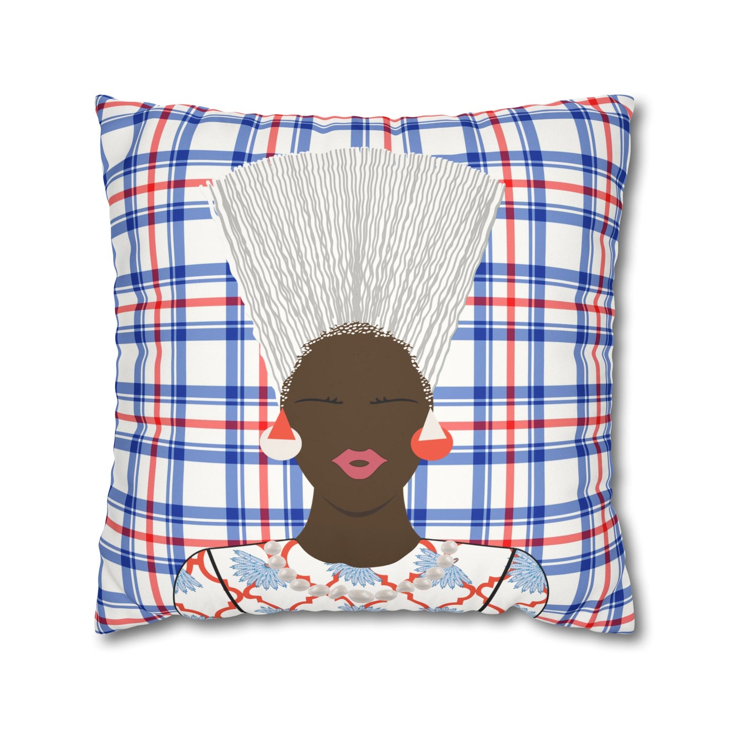 Nef in Red - and Nef in White  Two Sided Faux Suede Square Pillow Case