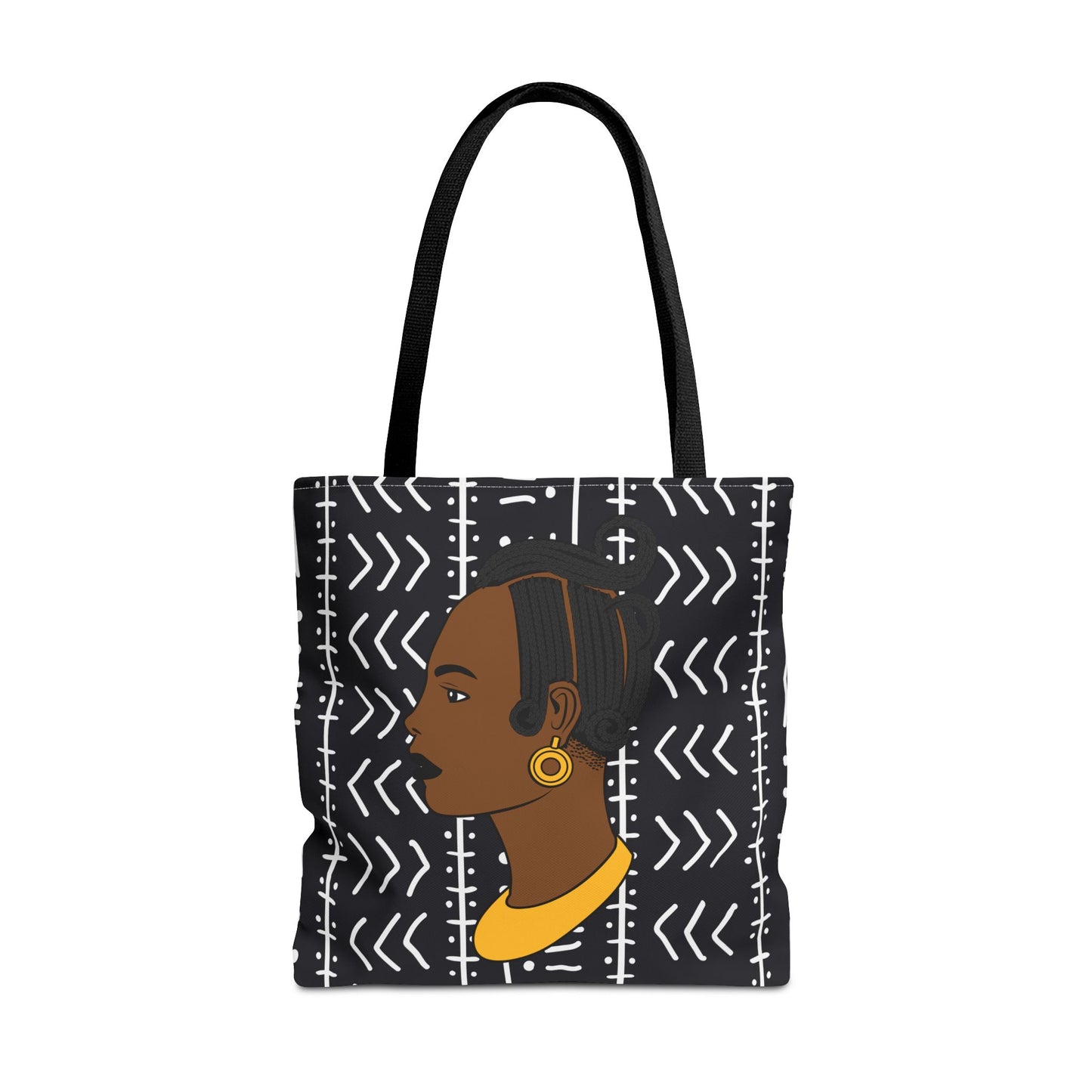 Lady Kongossa on Black Mudcloth Canvas Tote Bag