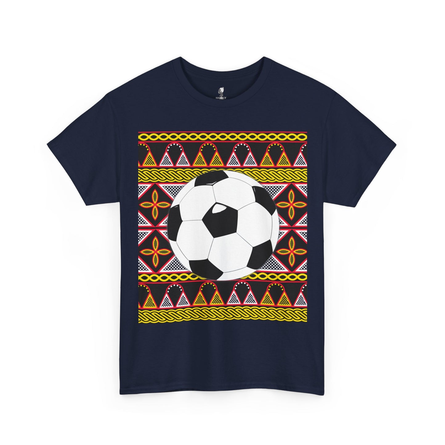 GOAL!! - BW Football on Yellow Toghu with Back Design Unisex Heavy Cotton Tee