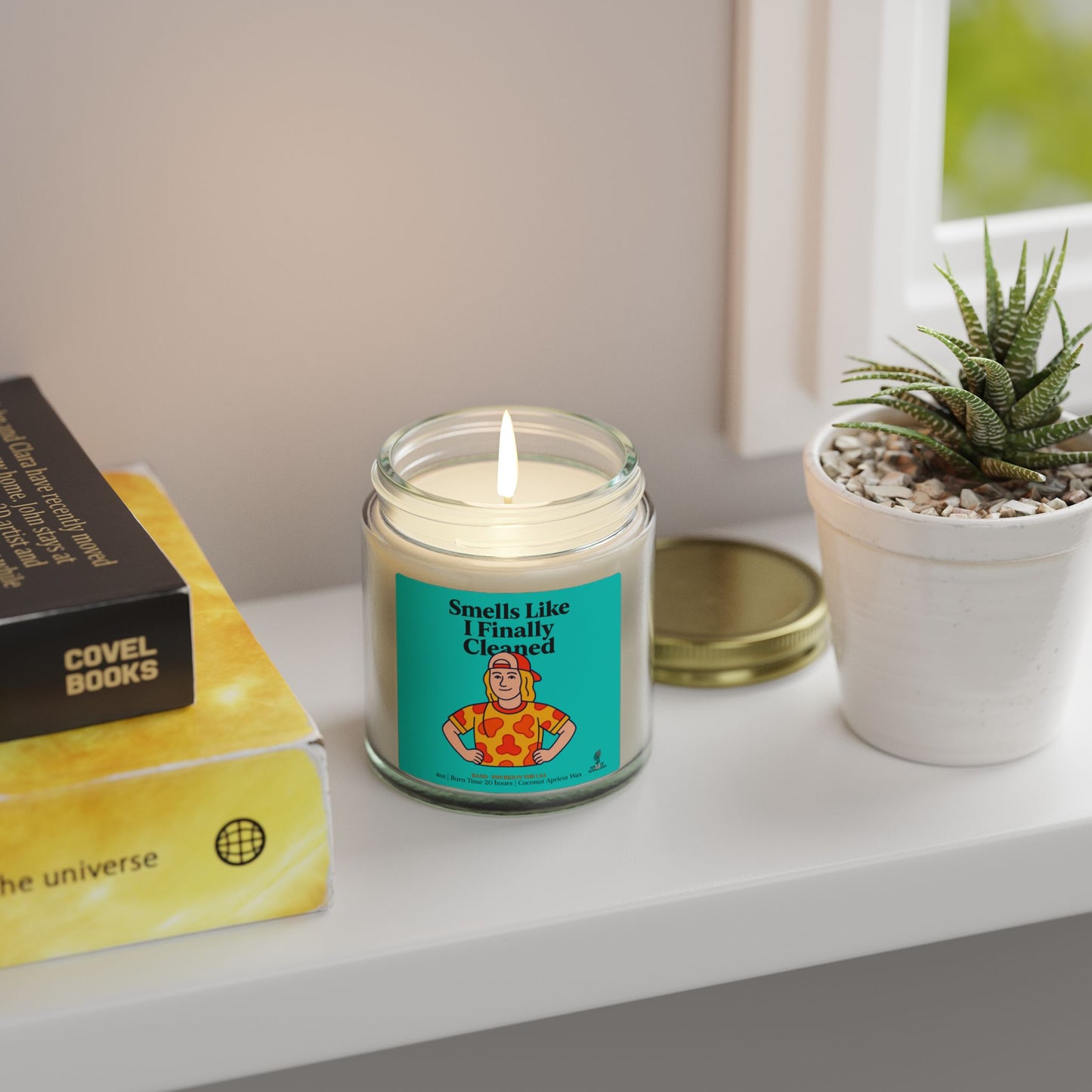 Smells Like I finally Cleaned Coconut Apricot Wax Scented Candles (Color), Afrocentric Candle, Home Fragrance Decor, Aromatherapy Gift, Relaxation Candle