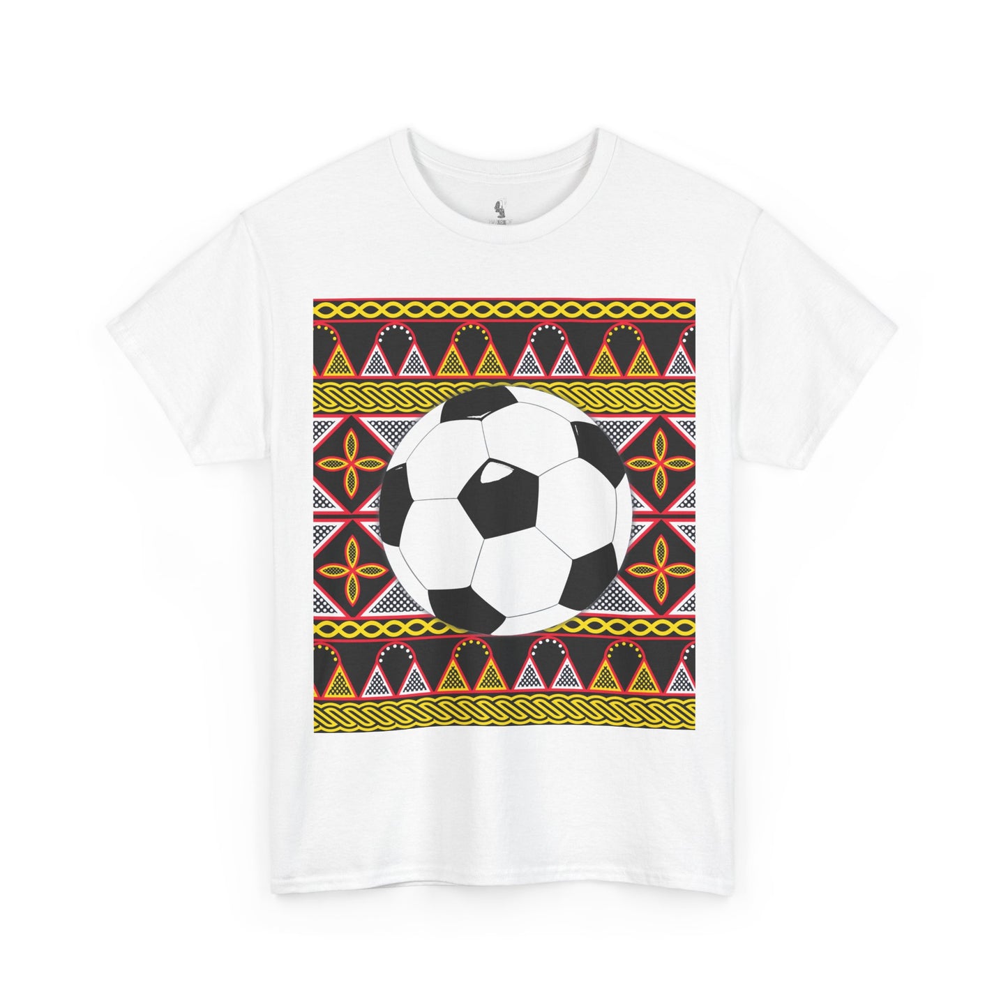 GOAL!! - BW Football on Yellow Toghu with Back Design Unisex Heavy Cotton Tee