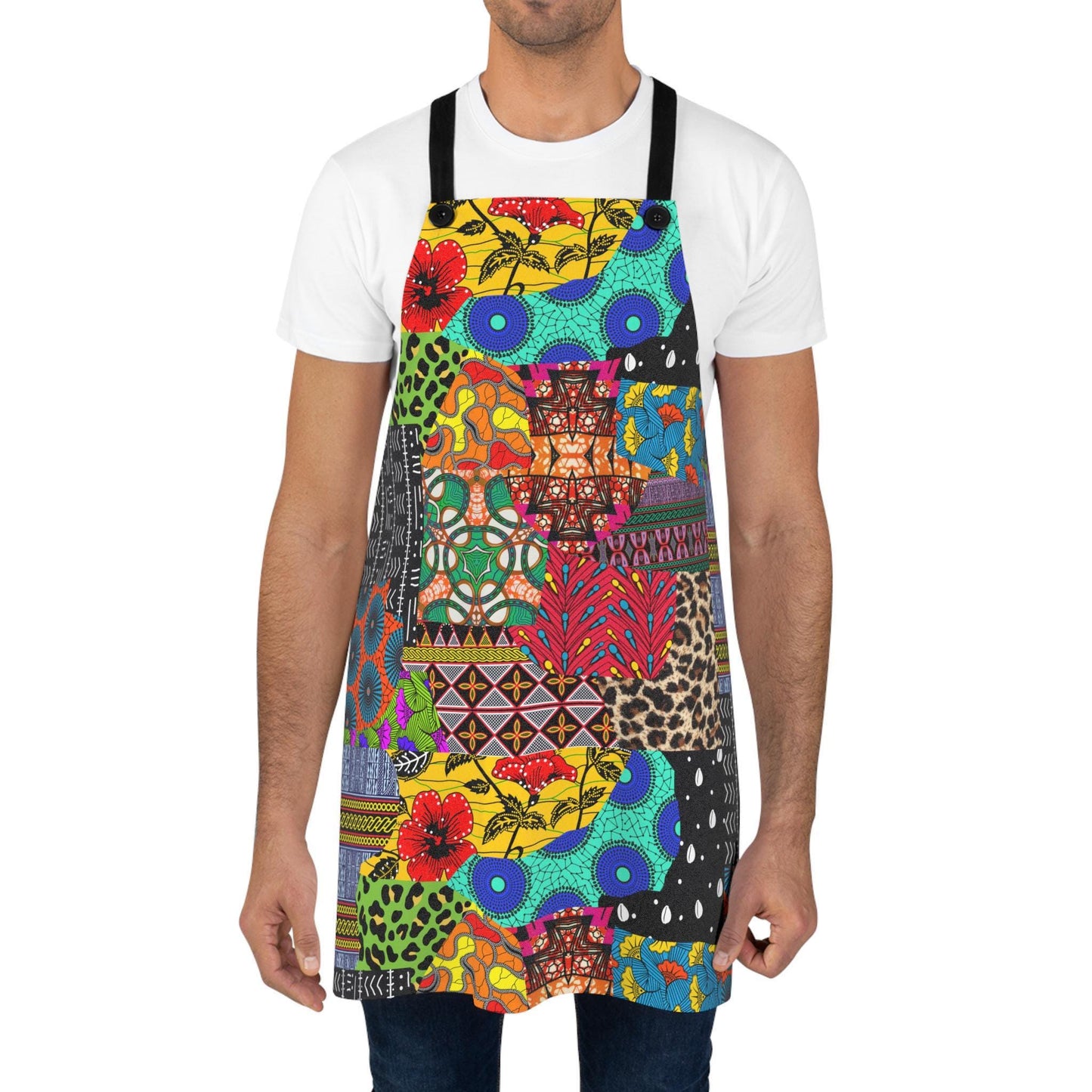 Ankara Quilt Print Apron – Colorful Retro Kitchen Apron
