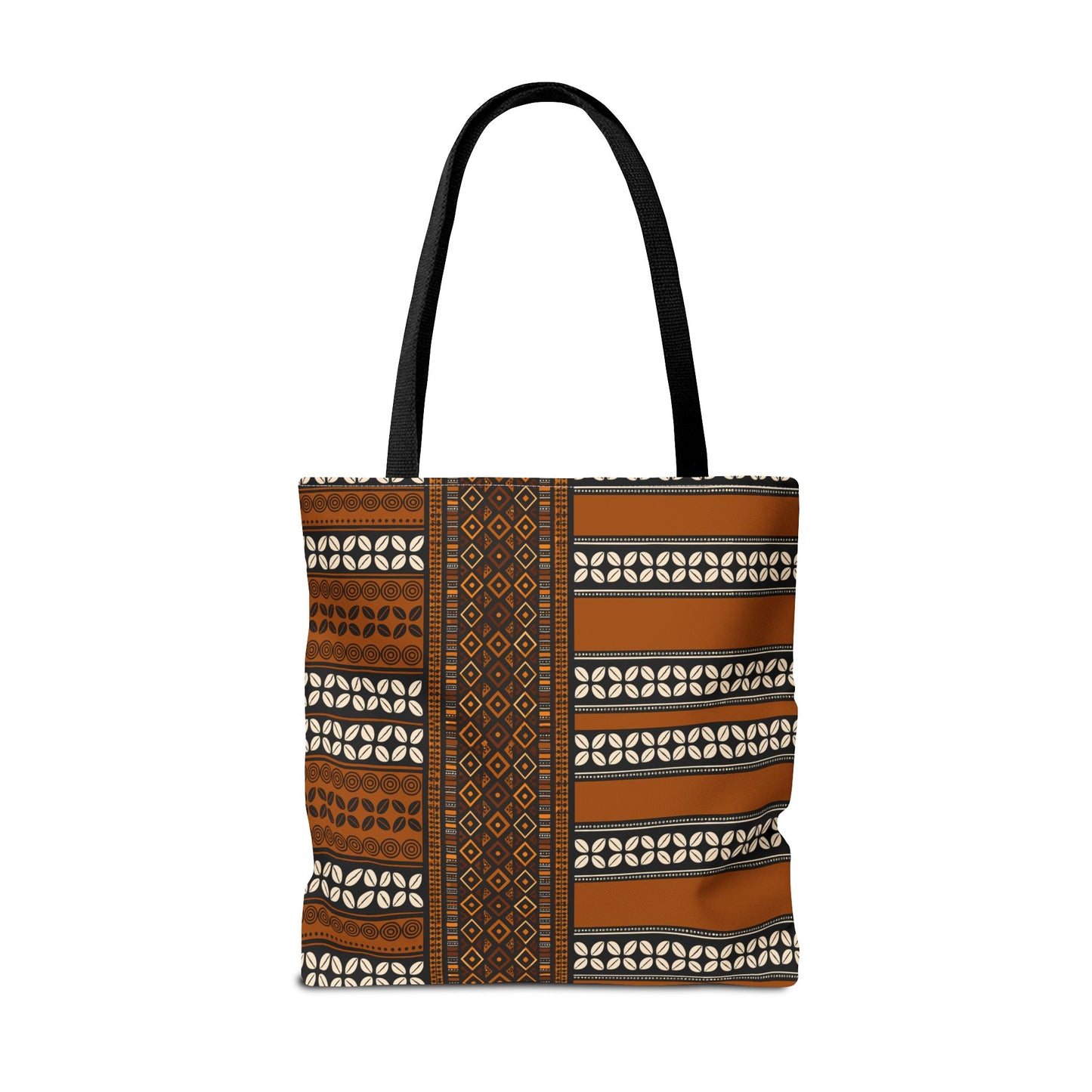 Mudcloth and Cowries Print Brown Canvas Tote Bag