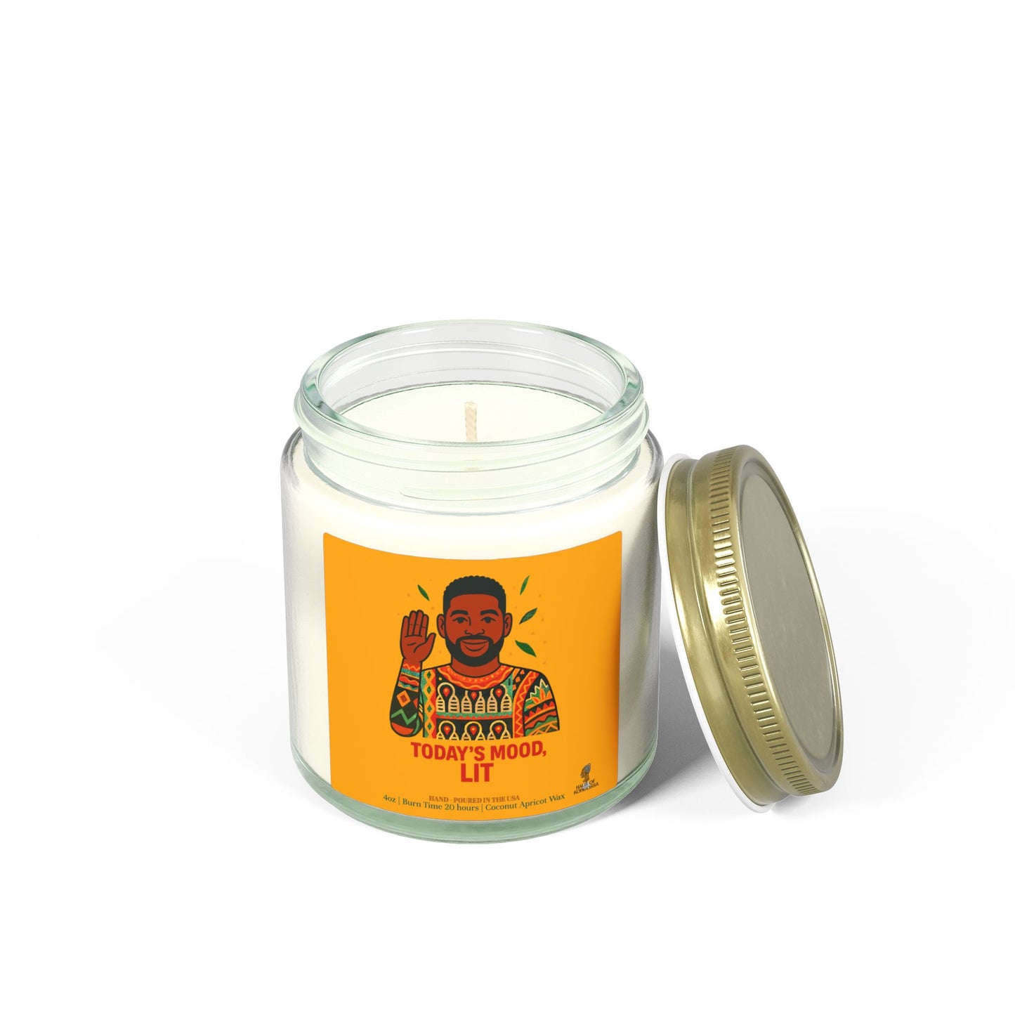 Today's Mood, LIT Coconut Apricot Wax Scented Candles (Color), Afrocentric Candle, Home Fragrance Decor, Aromatherapy Gift, Relaxation Candle