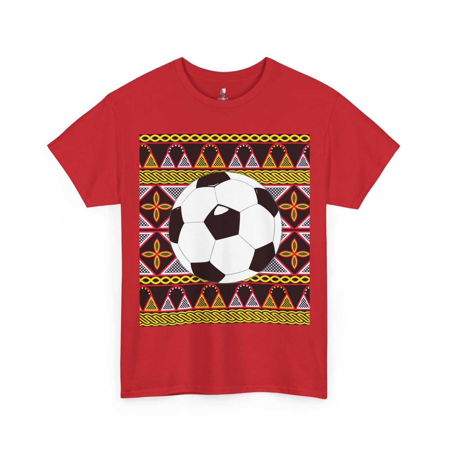 GOAL!! - BW Football on Yellow Toghu with Back Design Unisex Heavy Cotton Tee