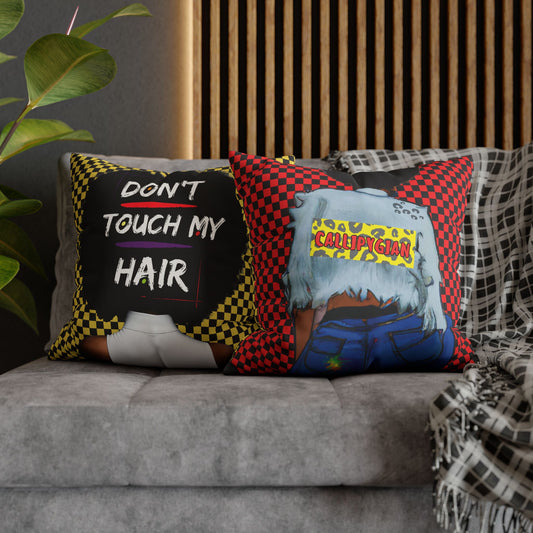 Callipygian Girl and Don't Touch my Hair Two-Sided Faux Suede Square Pillow Case
