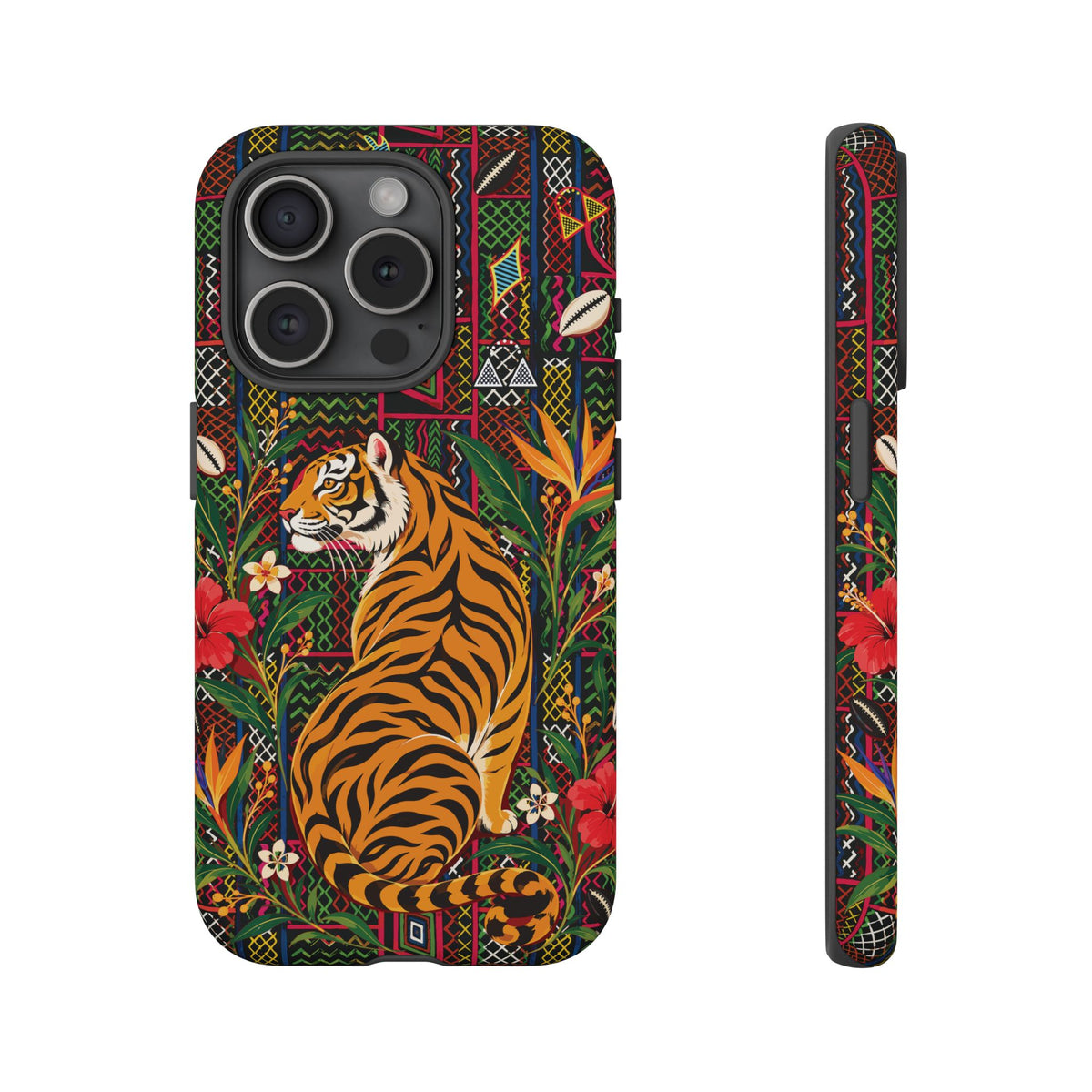 Bengal Tiger & Tropical Blooms Phone Case, African Art Design, Stylish Protective Cover for Samsung and iPhone, Unique Accessory, Gift Idea