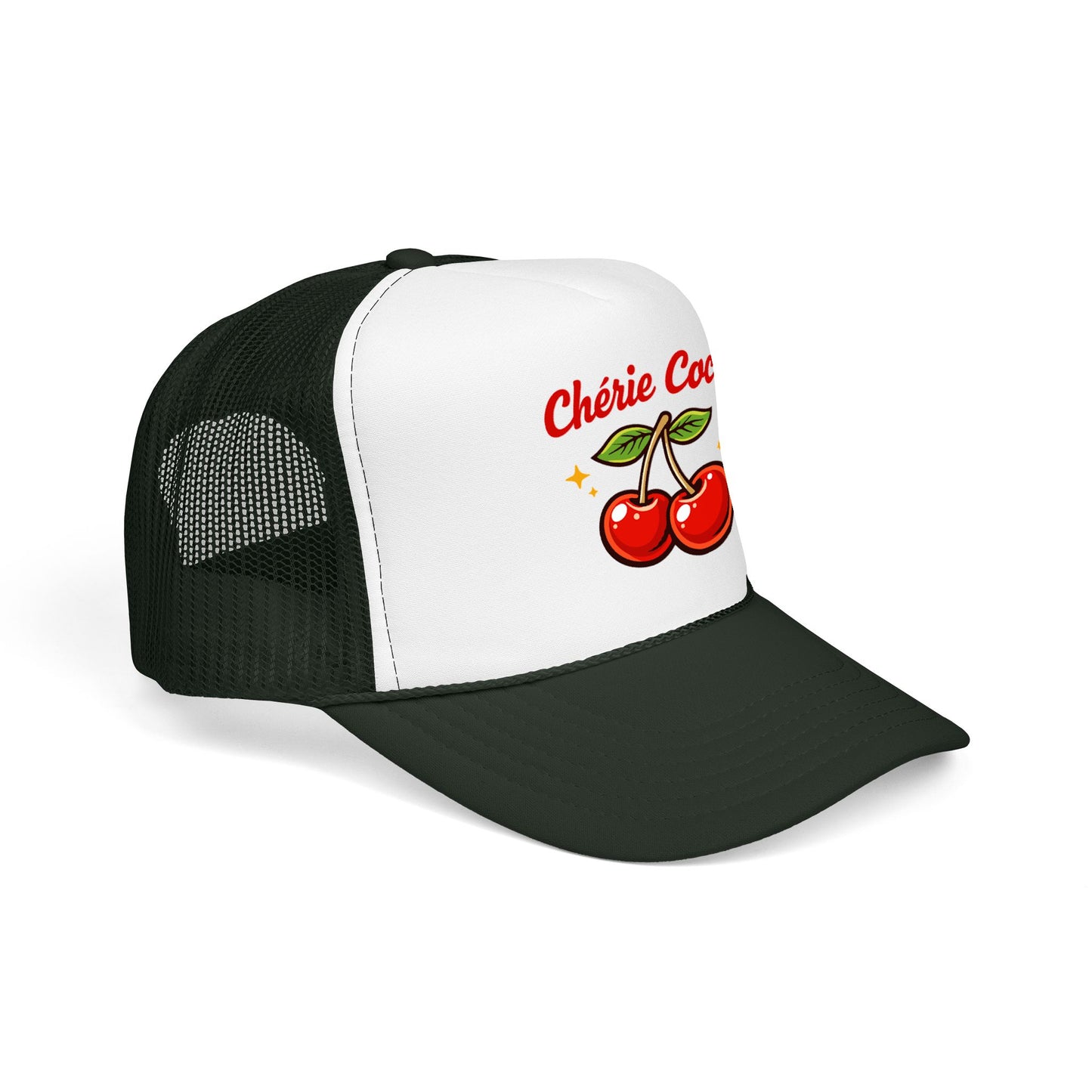 Chérie Coco Trucker hat , Cherry retro script design, Mother's Day Gift