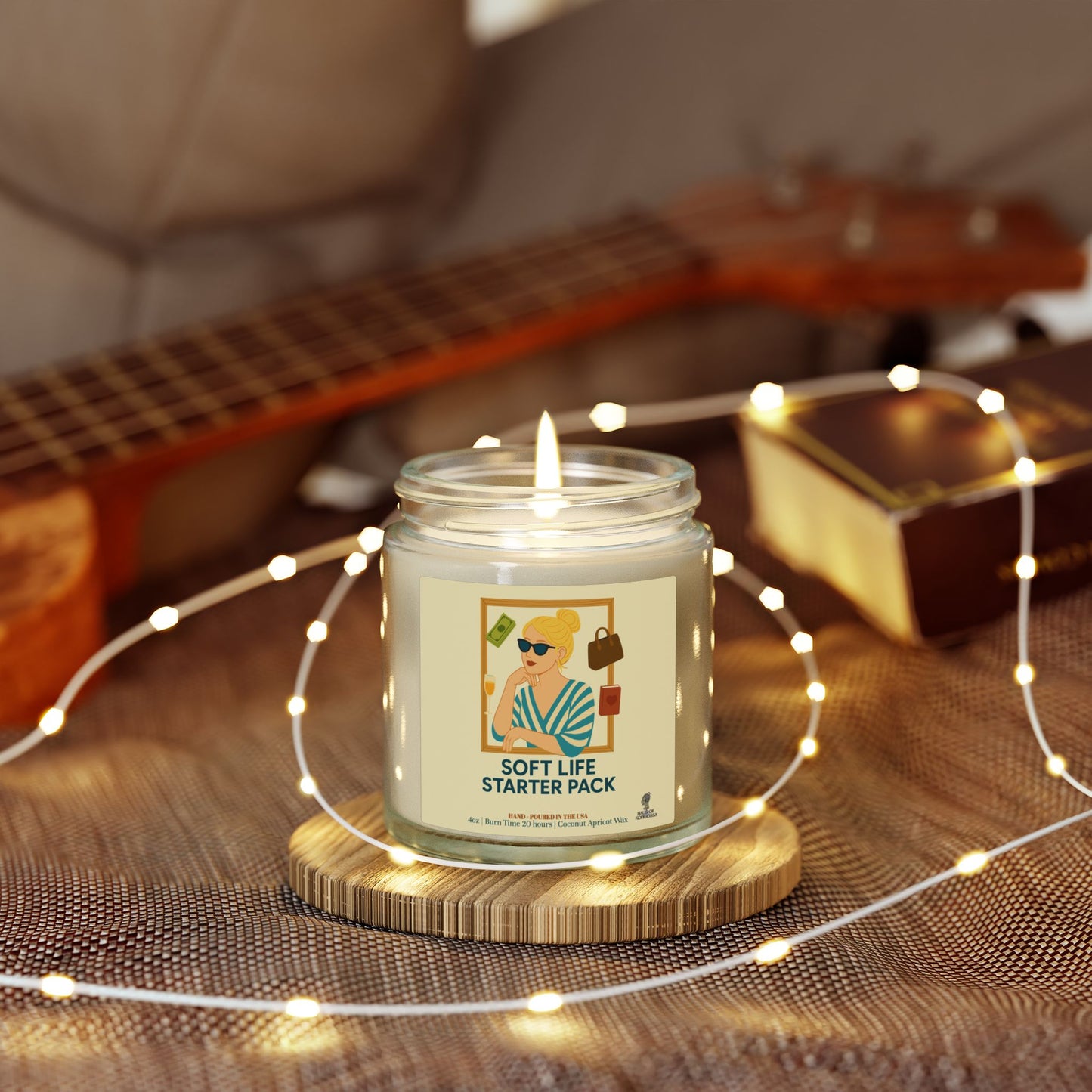 Soft Life Starter Pack Coconut Apricot Wax Scented Candles, Home Fragrance Decor, Aromatherapy Gift, Relaxation Candle